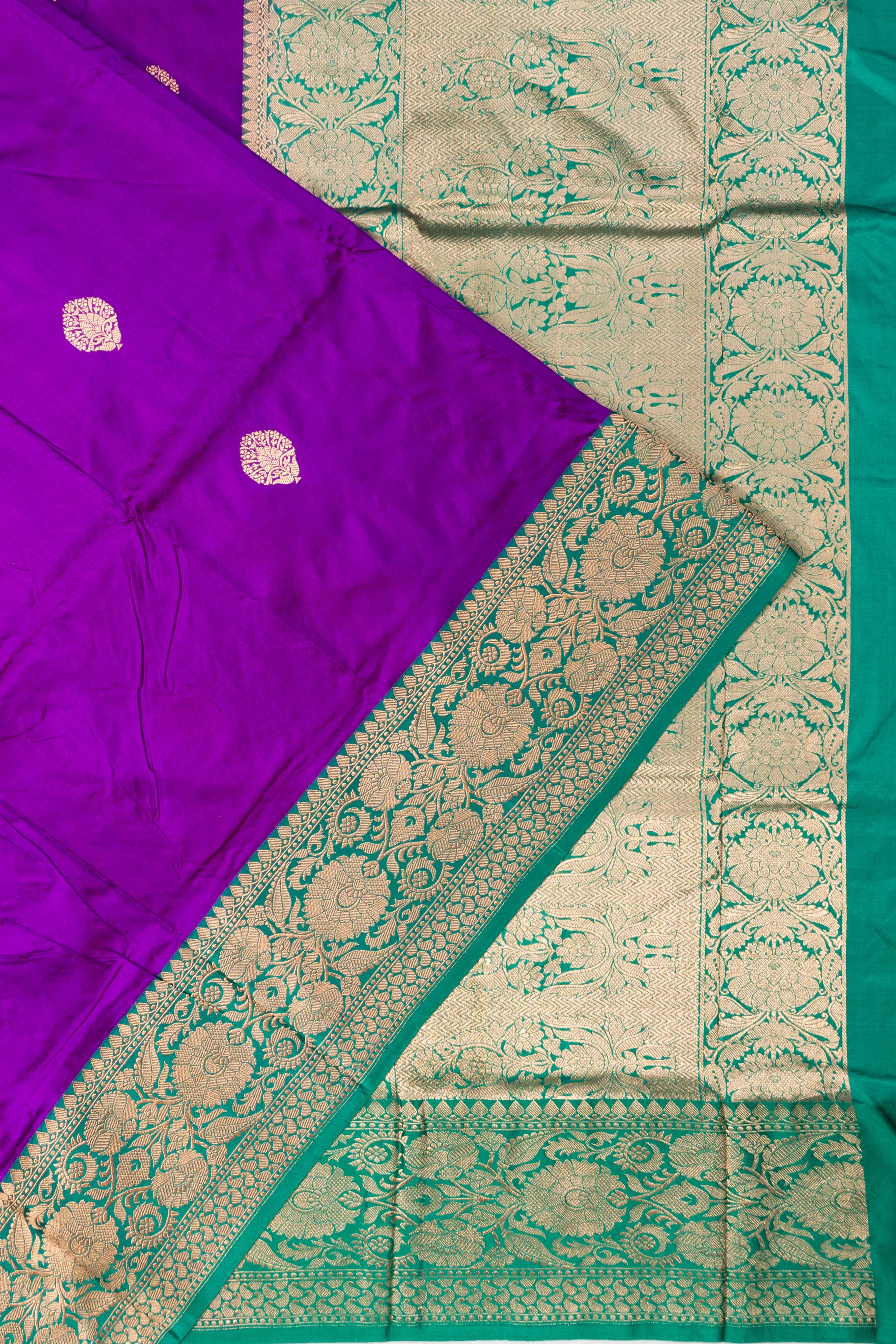 Banarasi Katan Silk Butta Violet Saree