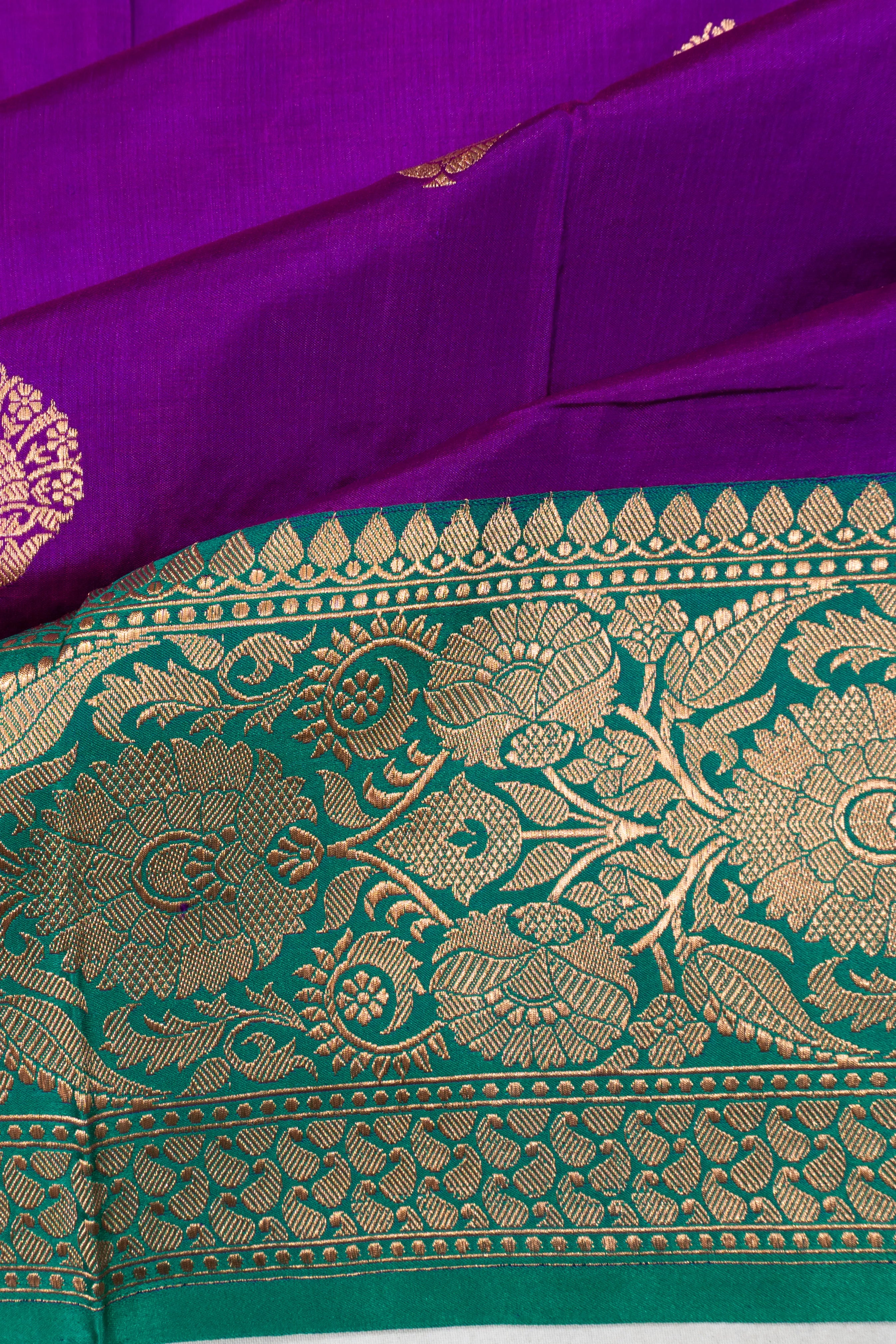 Banarasi Katan Silk Butta Violet Saree