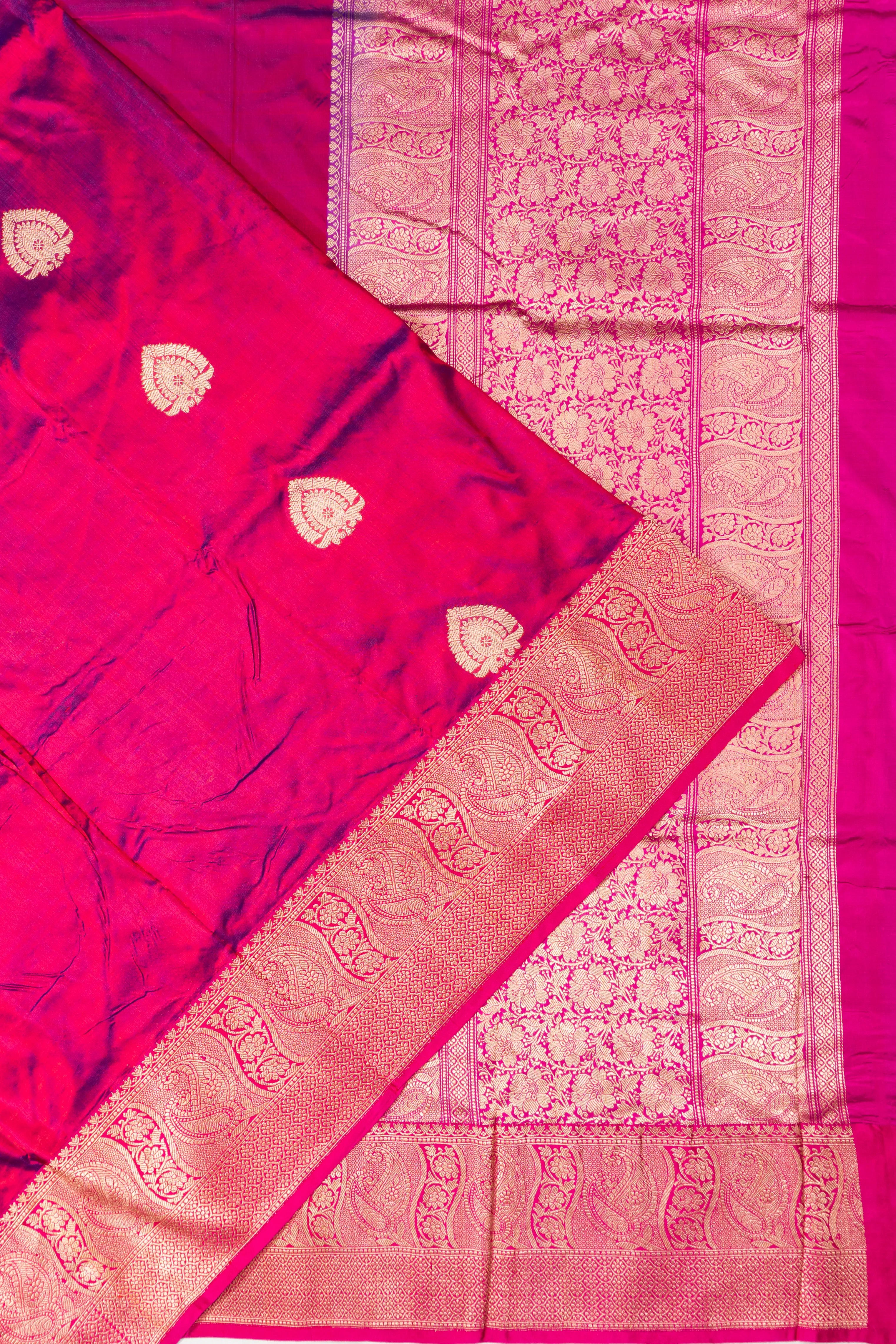 Banarasi Katan Silk Butta Dark Pink Saree