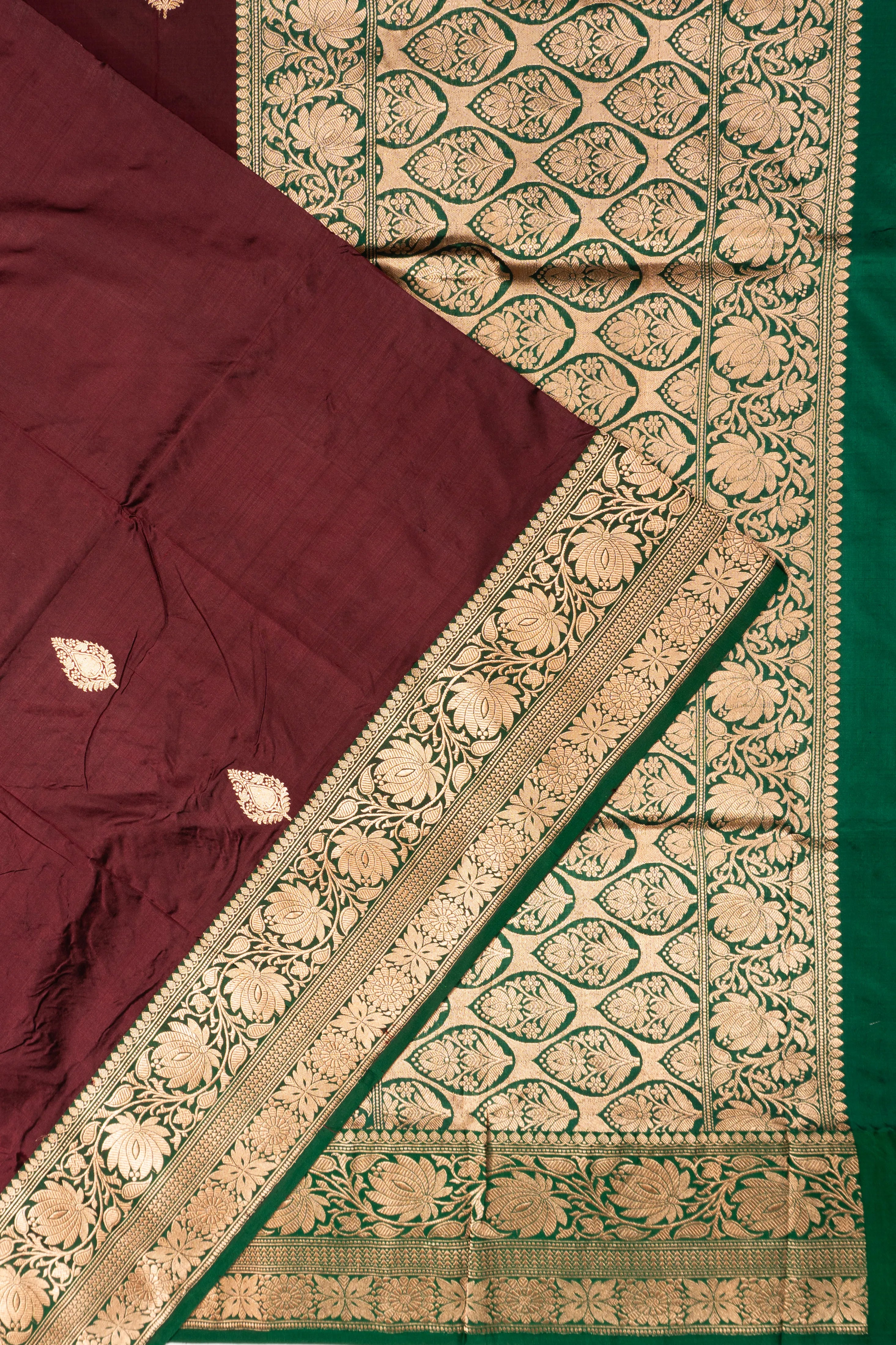 Banarasi Katan Silk Butta Brown Saree