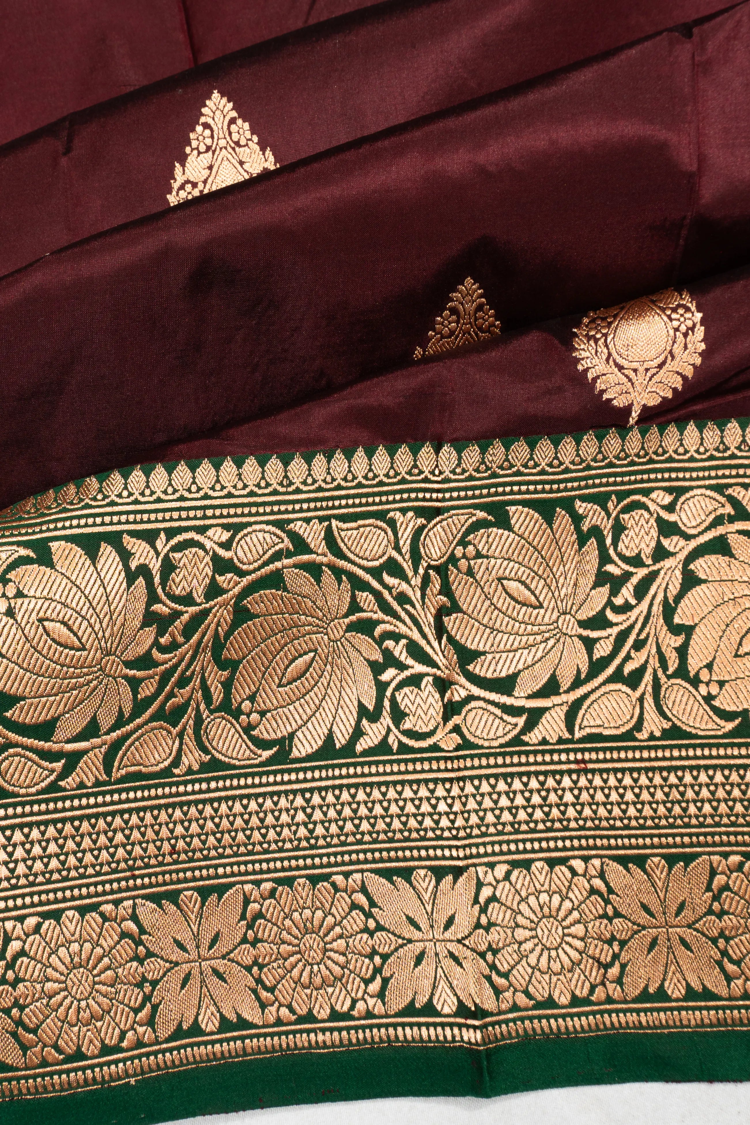 Banarasi Katan Silk Butta Brown Saree