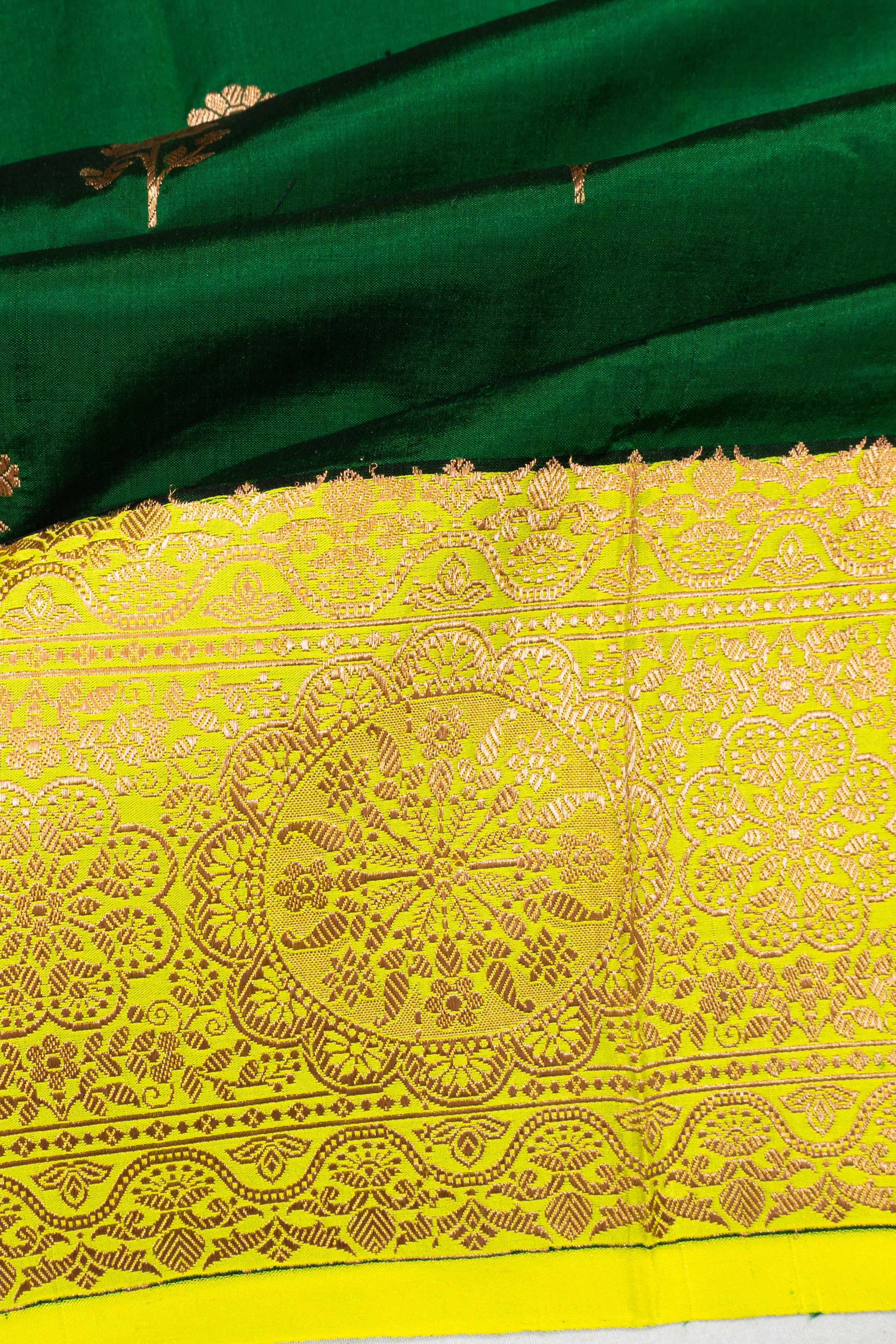 Banarasi Katan Silk Butta Green Saree