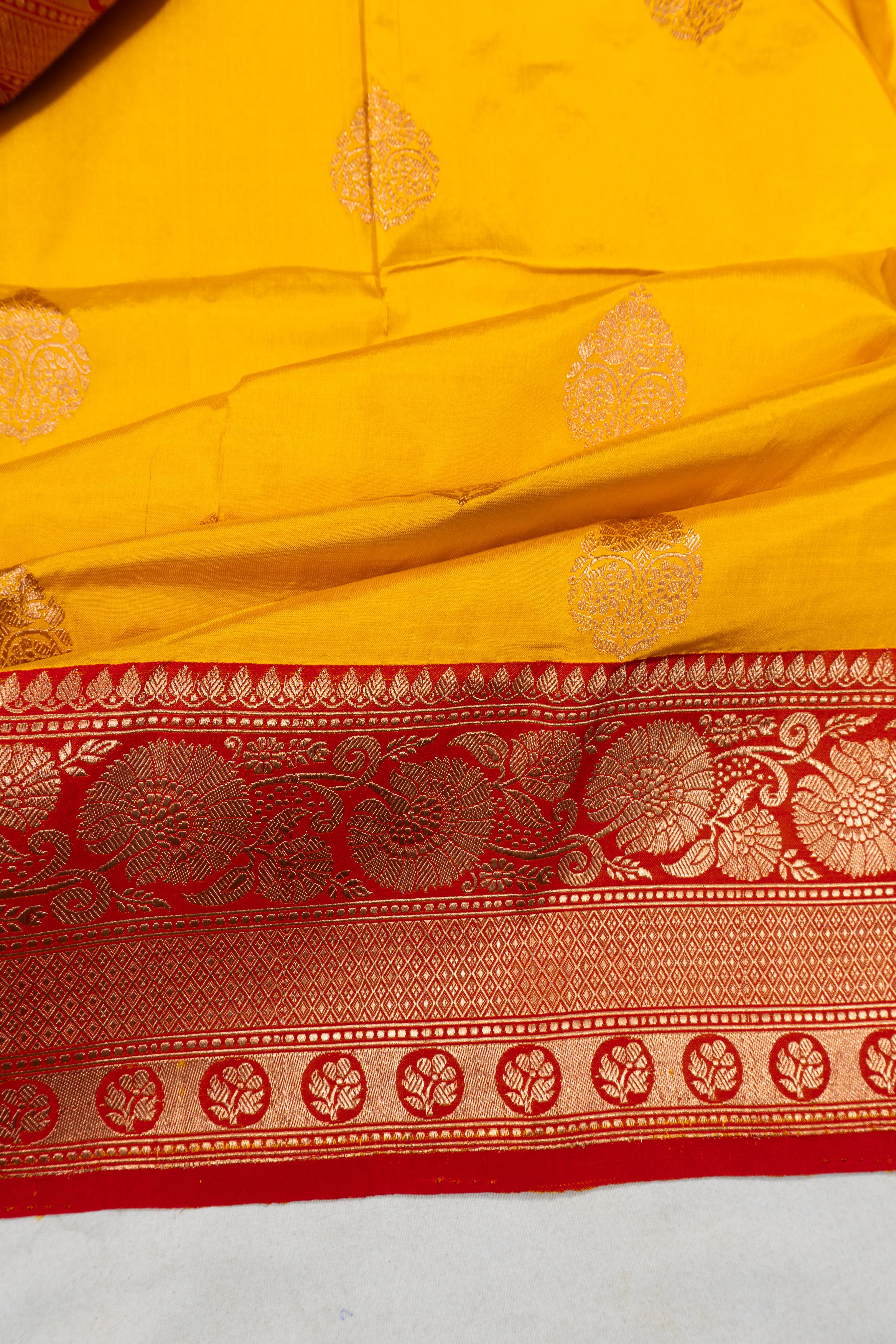 Banarasi Katan Silk Butta Yellow Saree