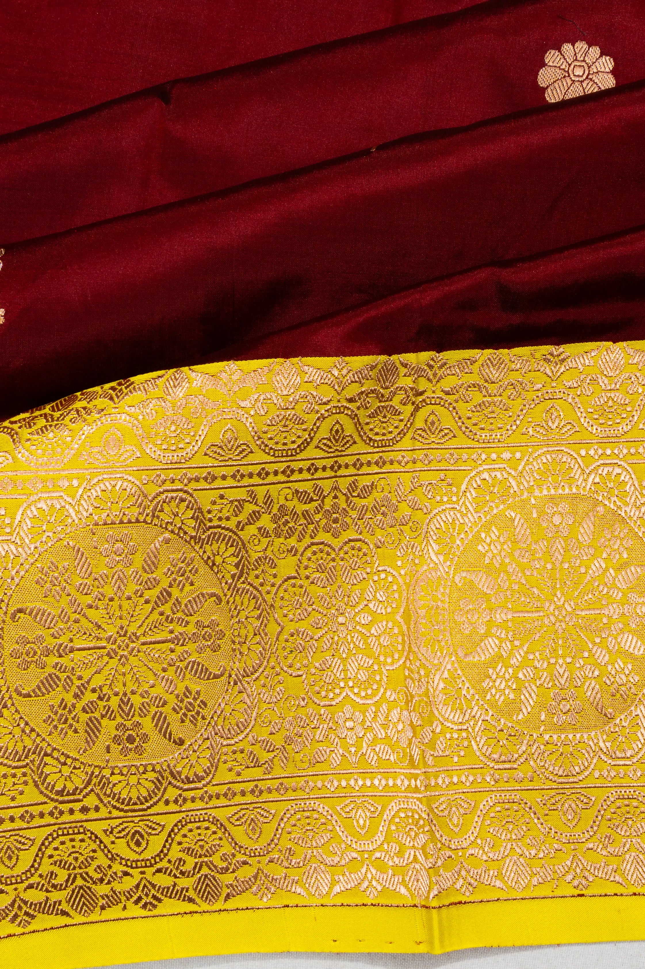 Banarasi Katan Silk Butta Maroon Saree