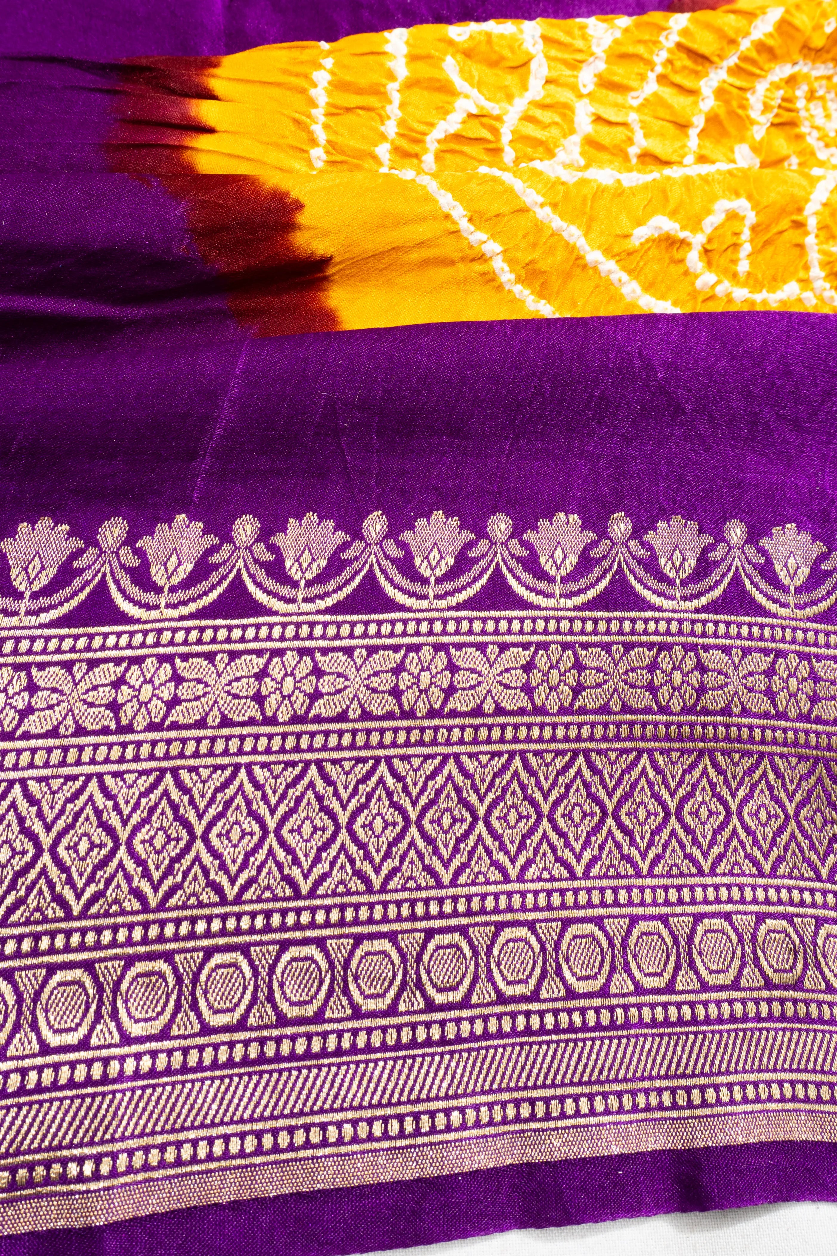Banarasi Silk Bandhani Violet Saree