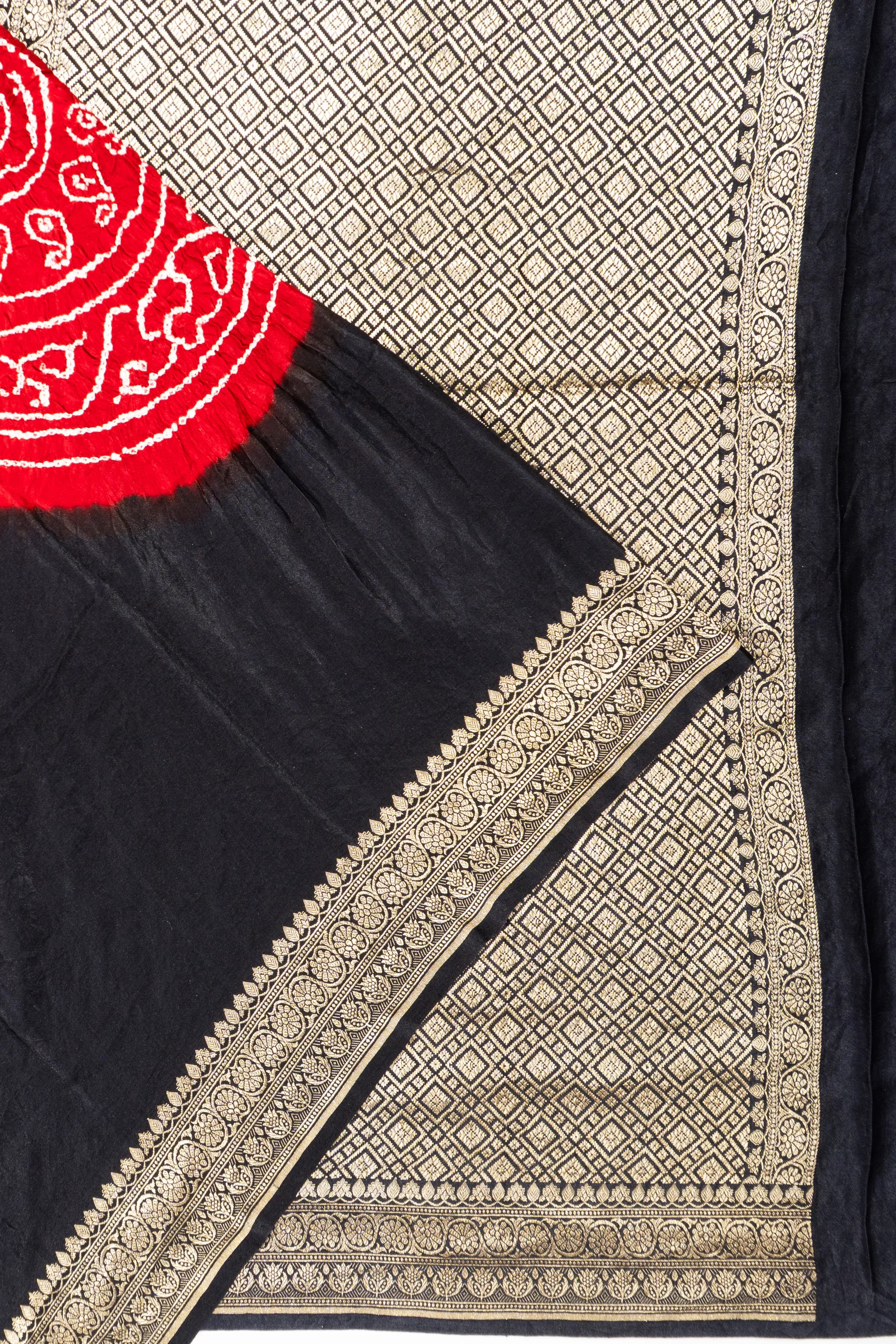 Banarasi Silk Bandhani Black Saree