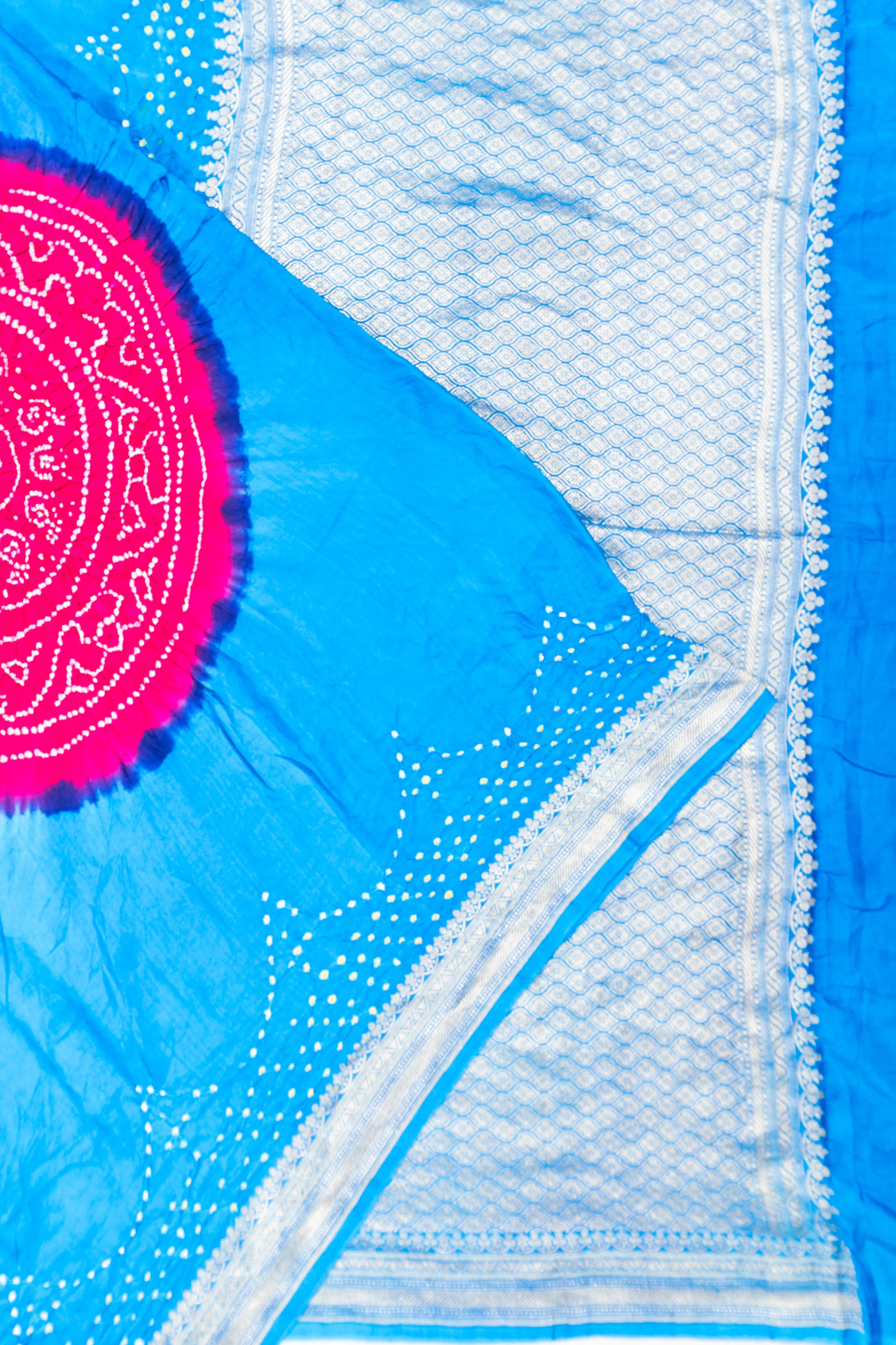 Banarasi Silk Bandhani Sky Blue Saree