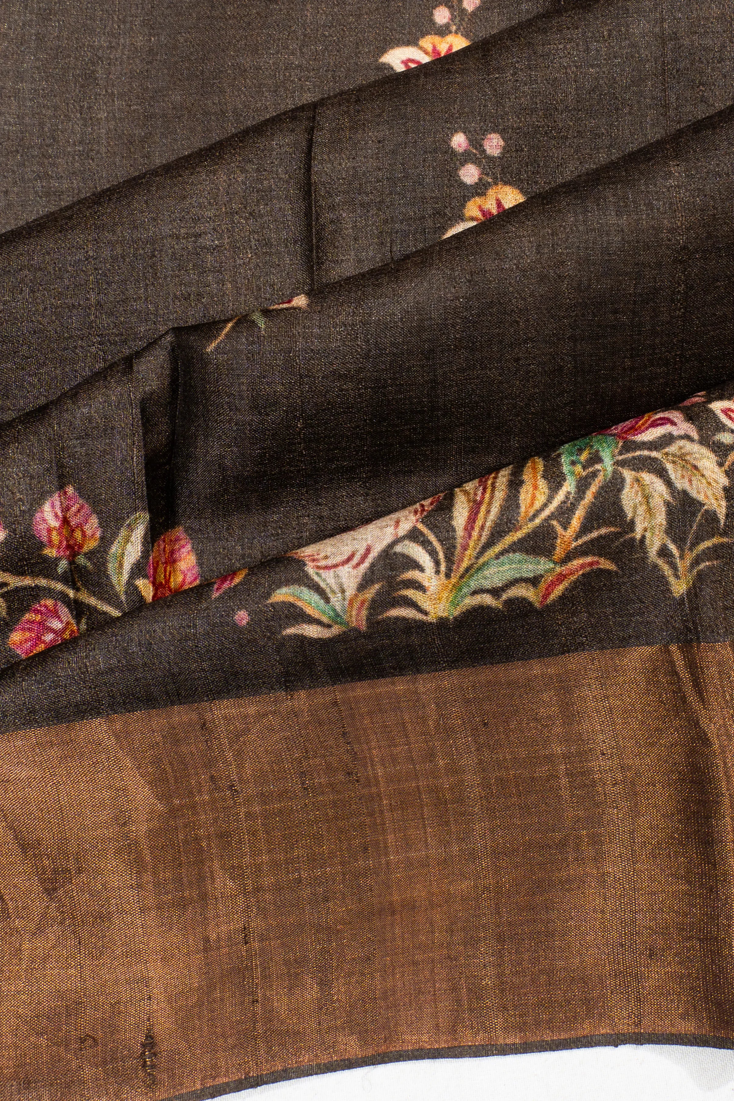 Tussar Printed Butta Grey Saree