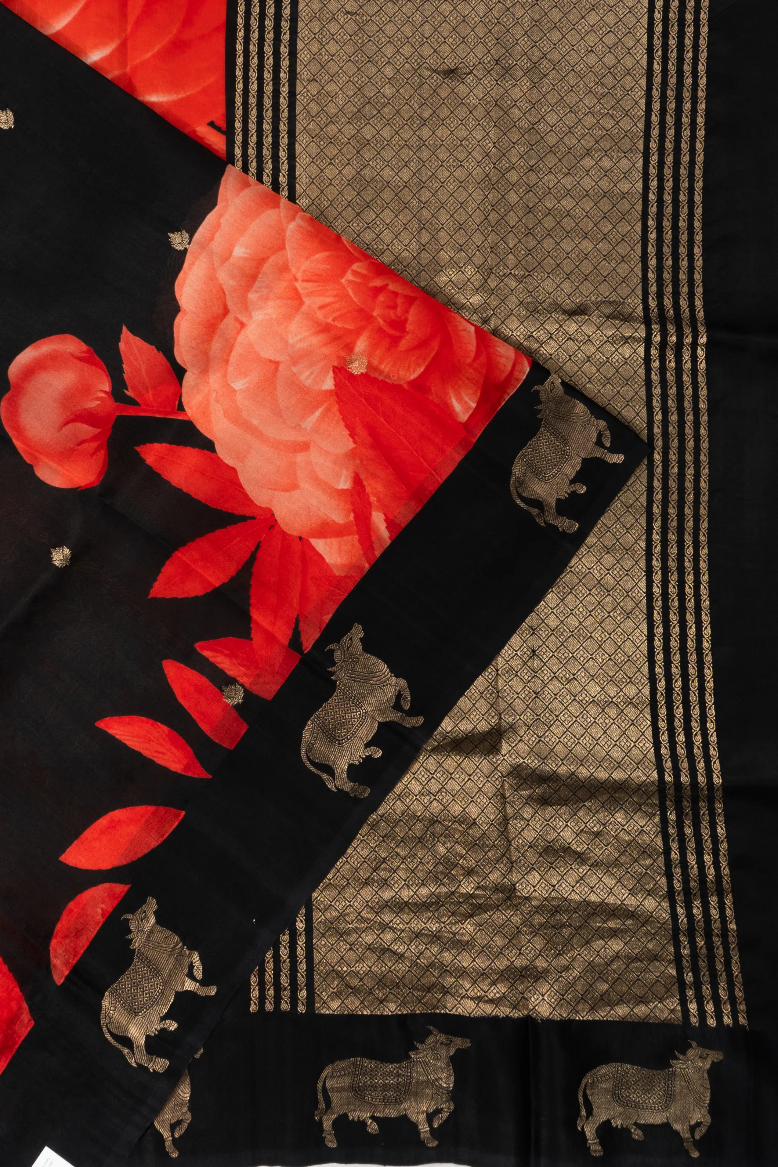 Banarasi Katan Silk Printed And Butta Black Saree