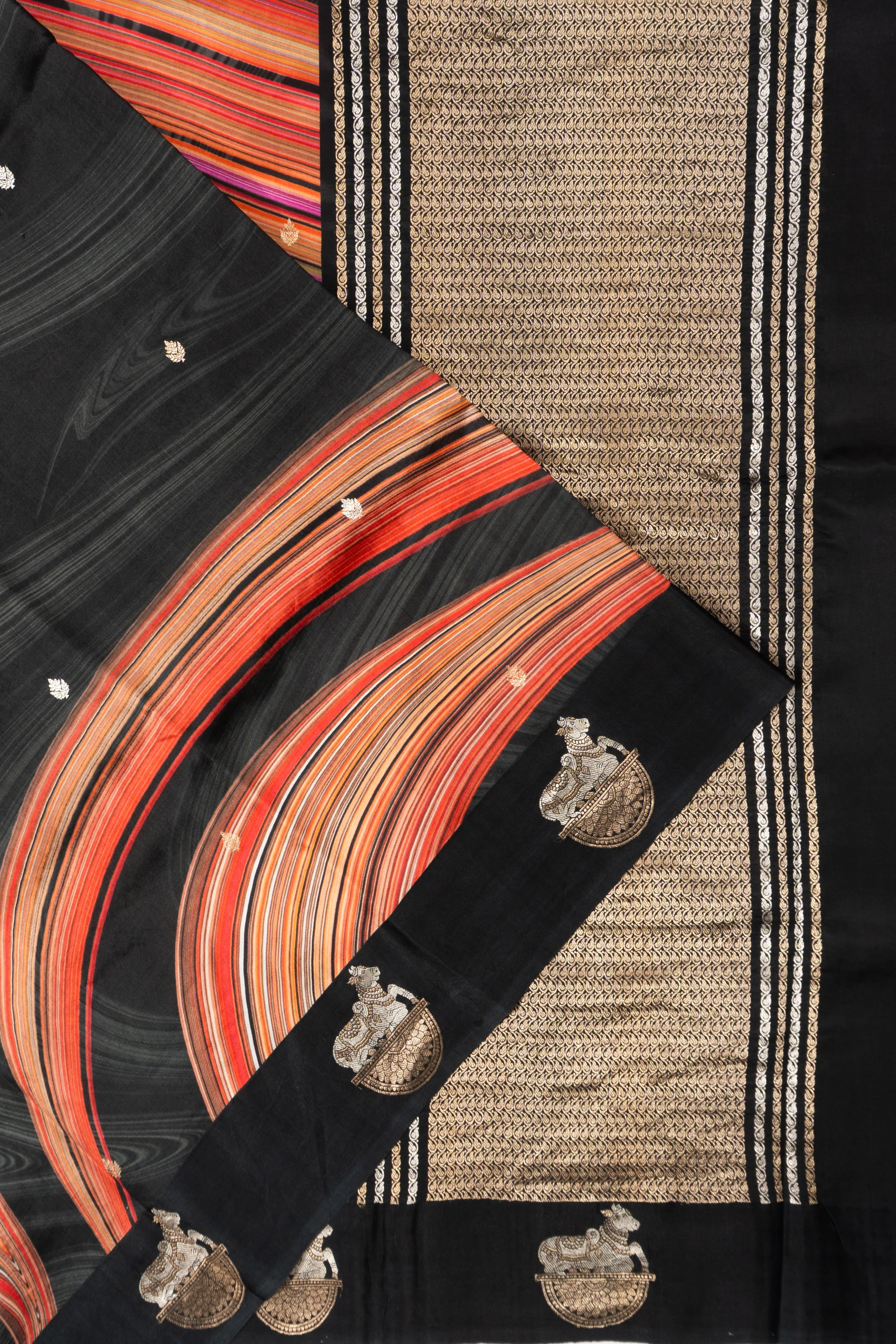 Banarasi Katan Silk Printed And Butta Black Saree