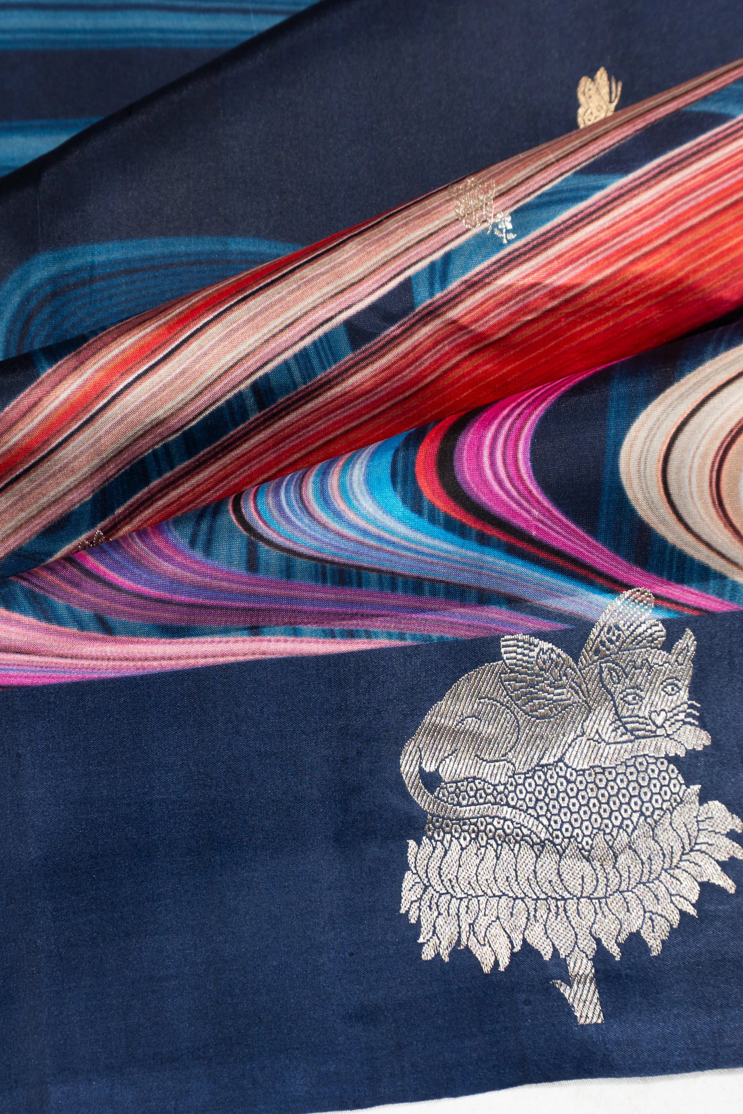 Banarasi Katan Silk Printed And Butta Dark Blue Saree