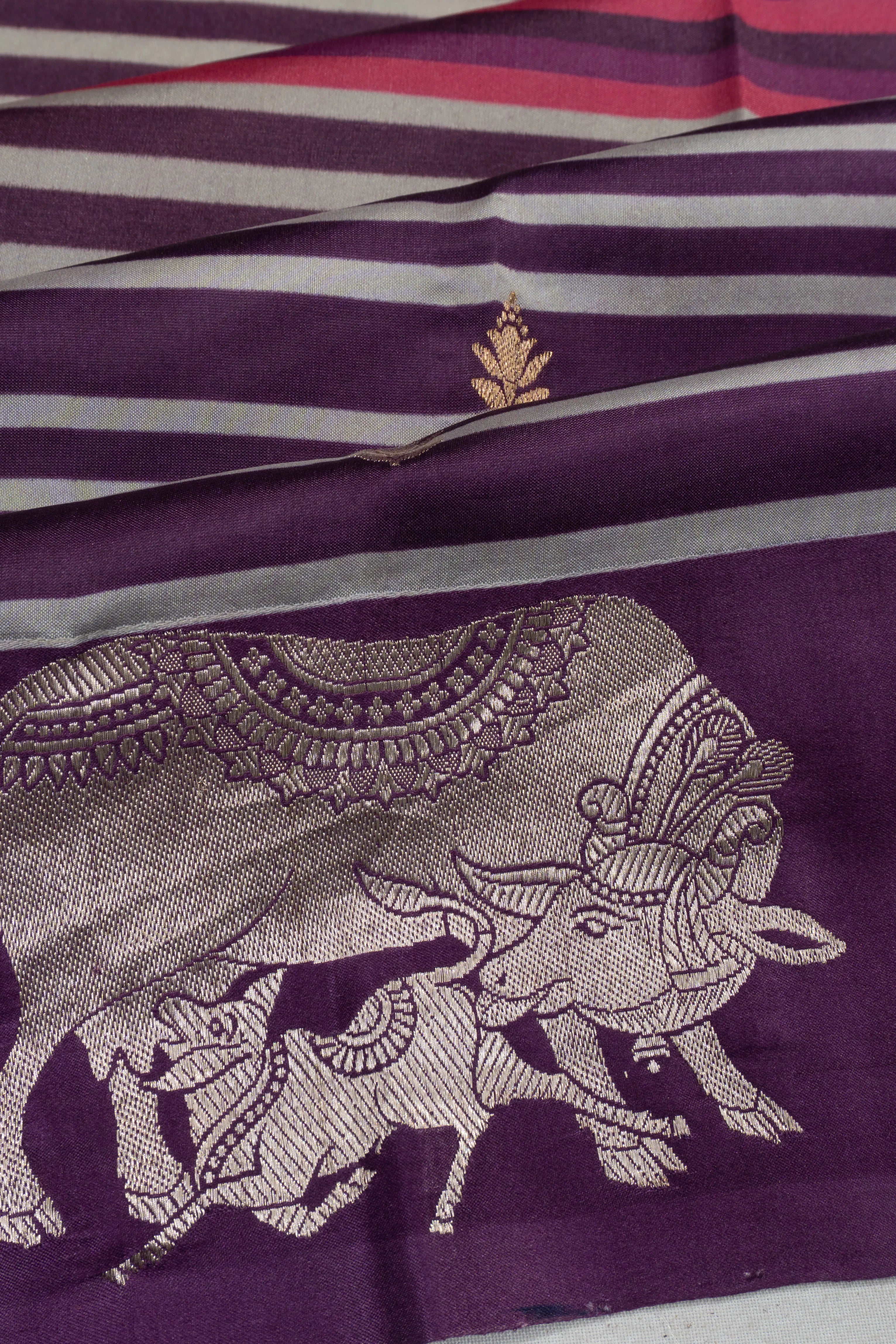 Banarasi Katan Silk Printed And Butta Purple Saree