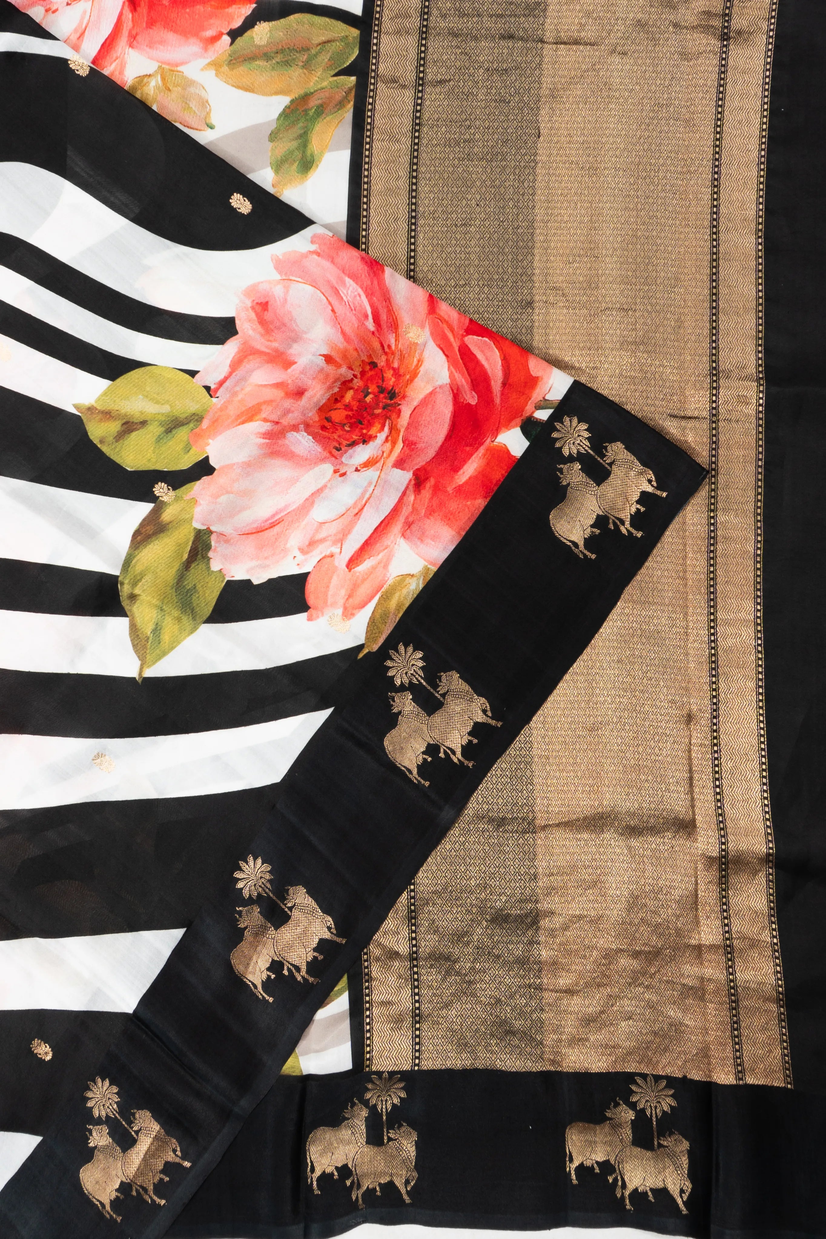 Banarasi Katan Silk Printed And Butta Black Saree