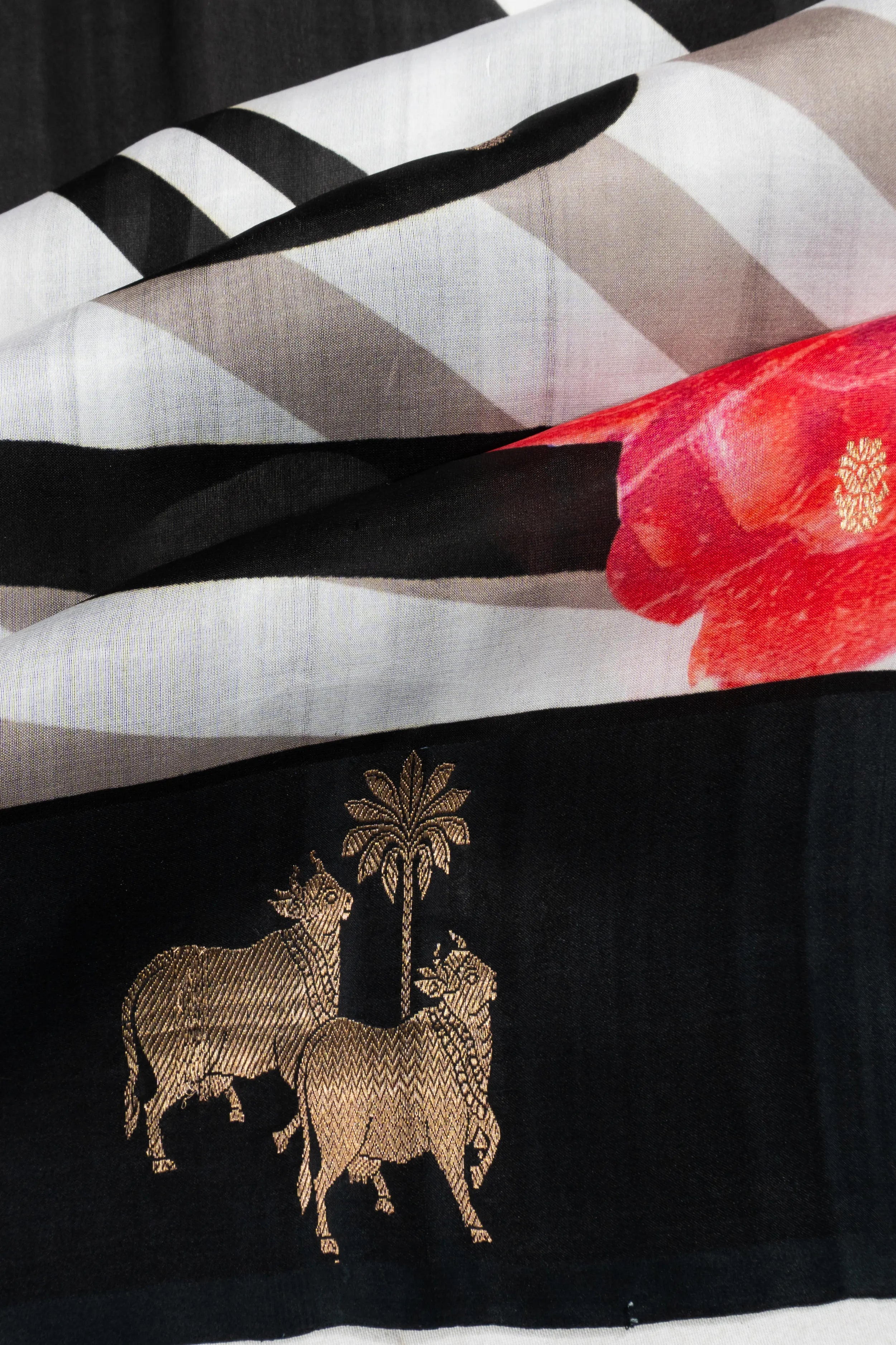 Banarasi Katan Silk Printed And Butta Black Saree