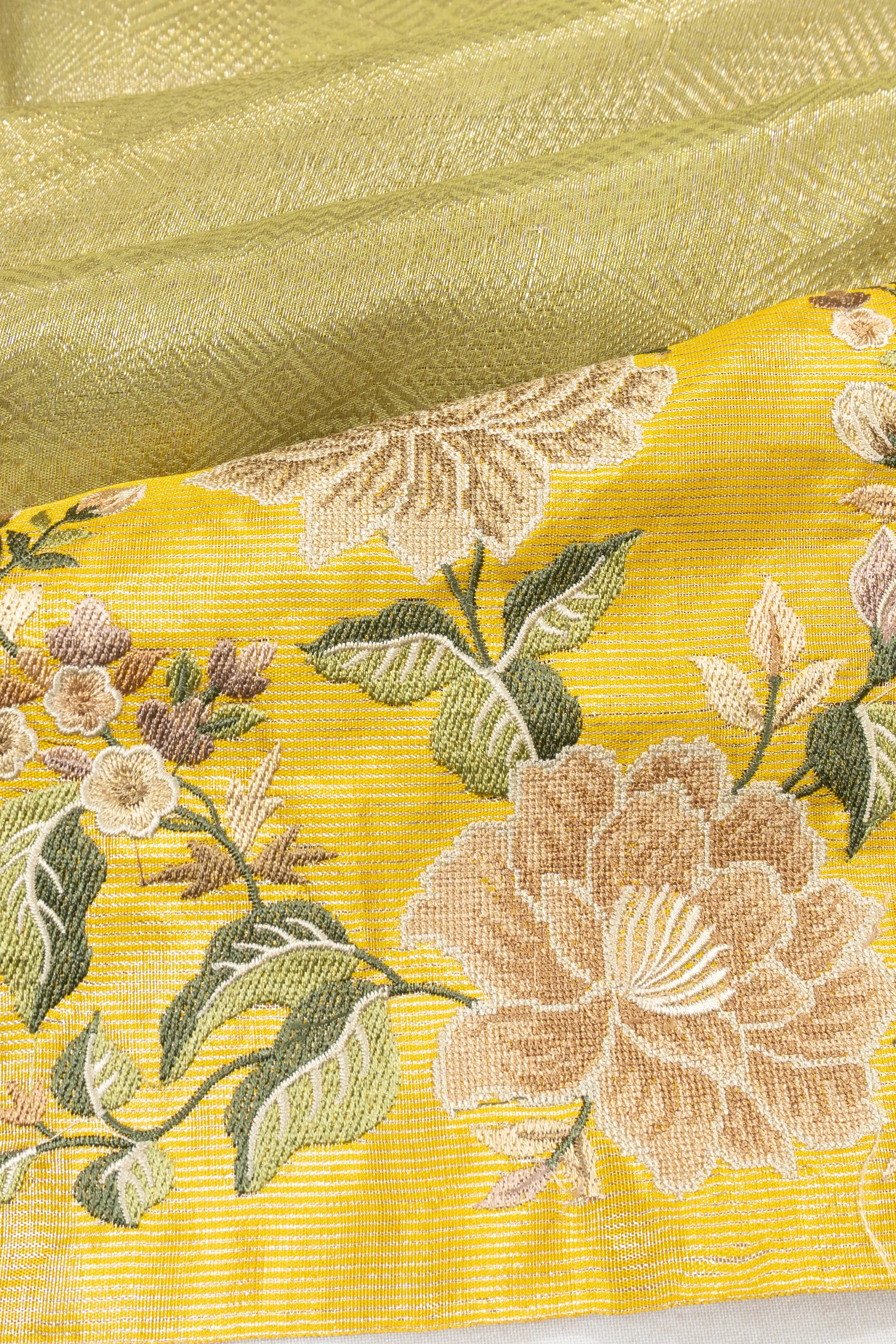 Kanchipuram Silk Tissue Brocade Green Saree