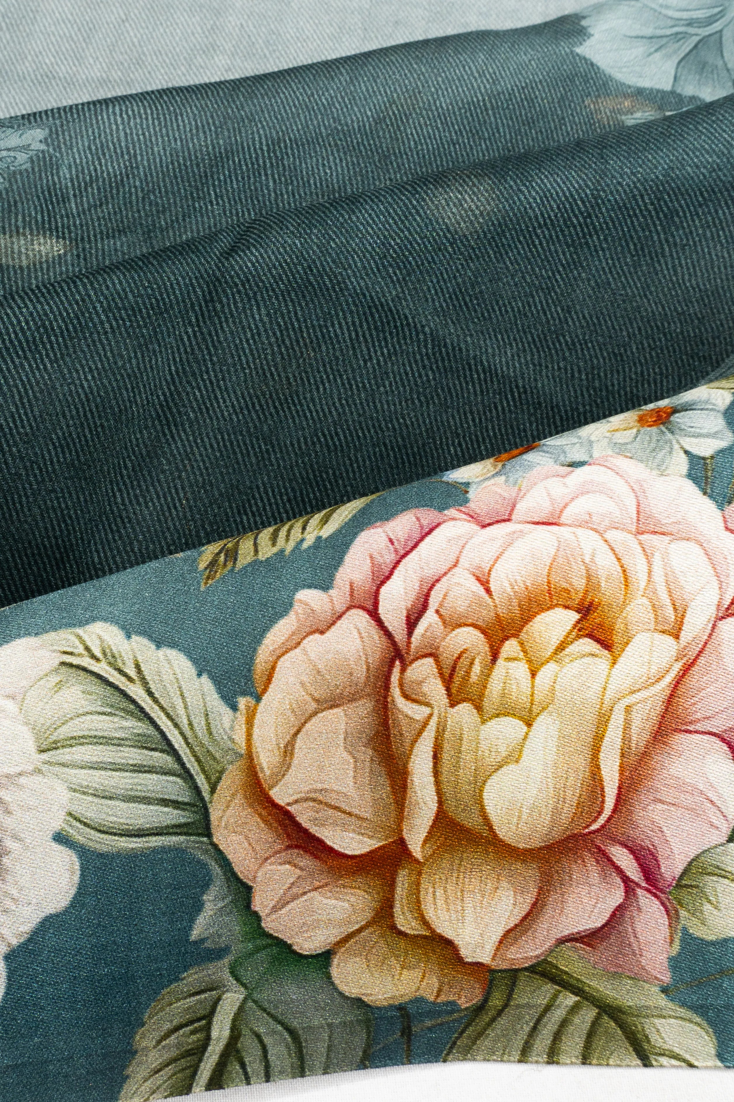 Organza Floral Printed And Butta Green Saree