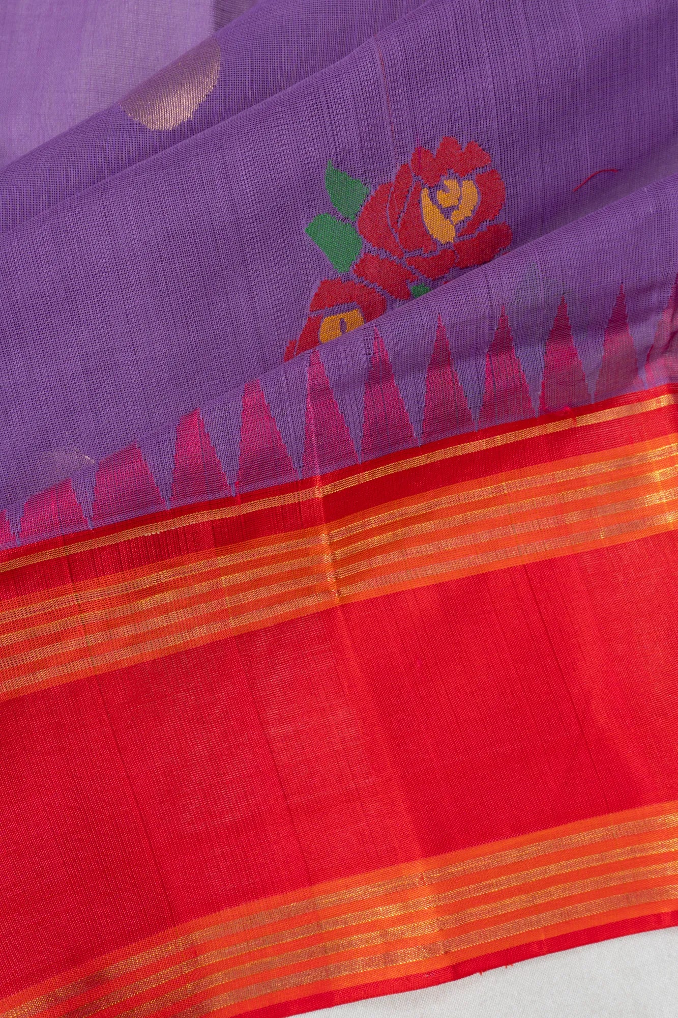 Ponduru Handspun Cotton Jamdani Butta Violet Saree