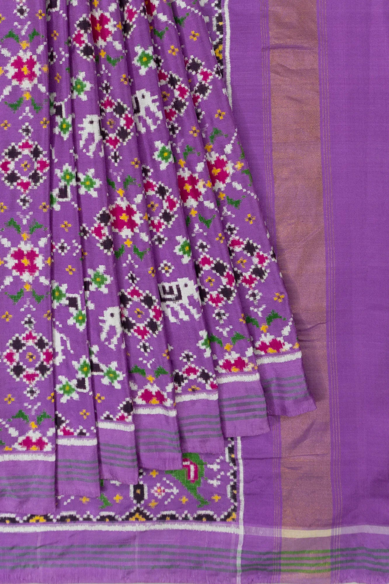 Patan Patola Silk Double Ikat Lavender Saree