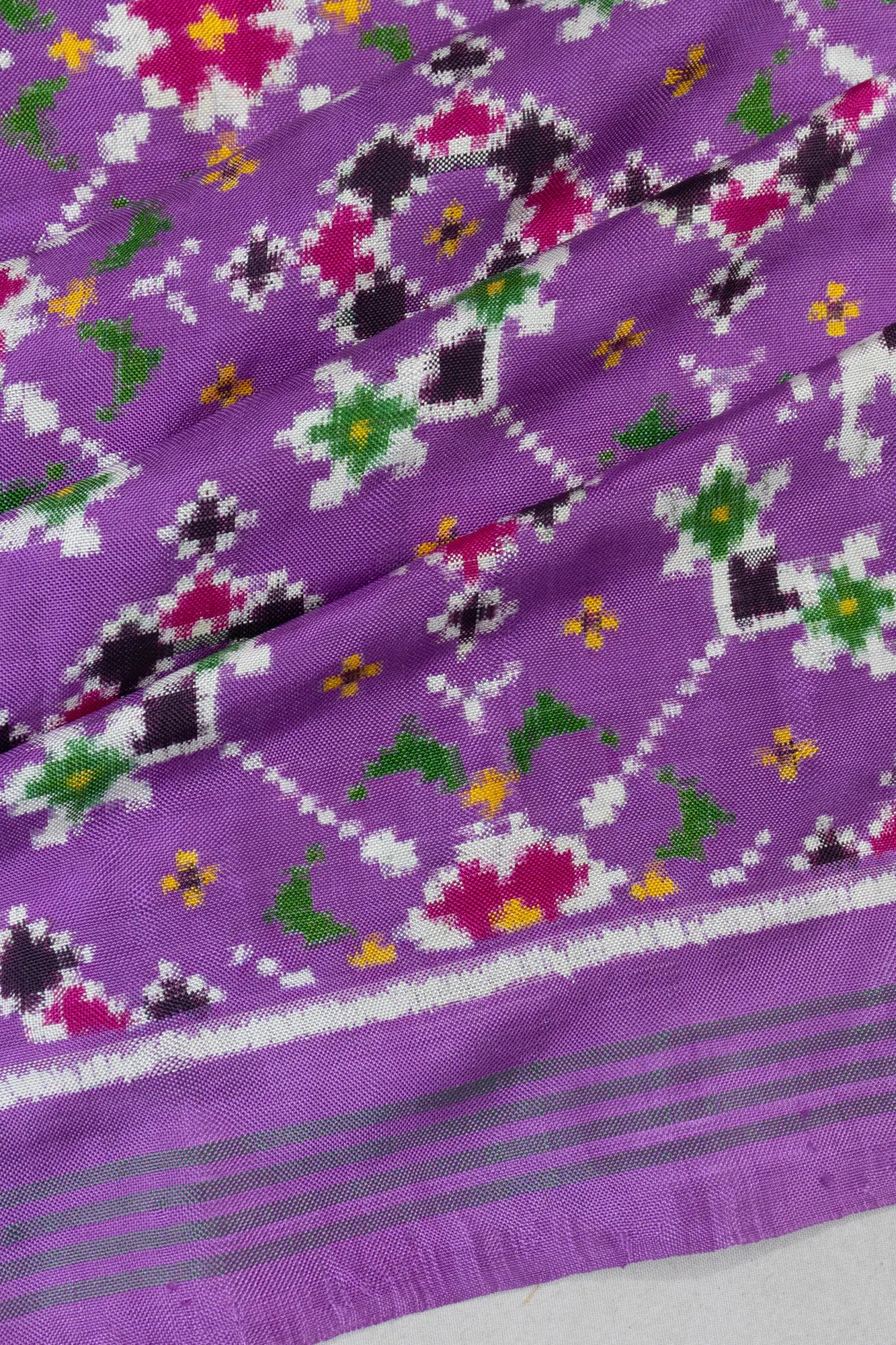 Patan Patola Silk Double Ikat Lavender Saree