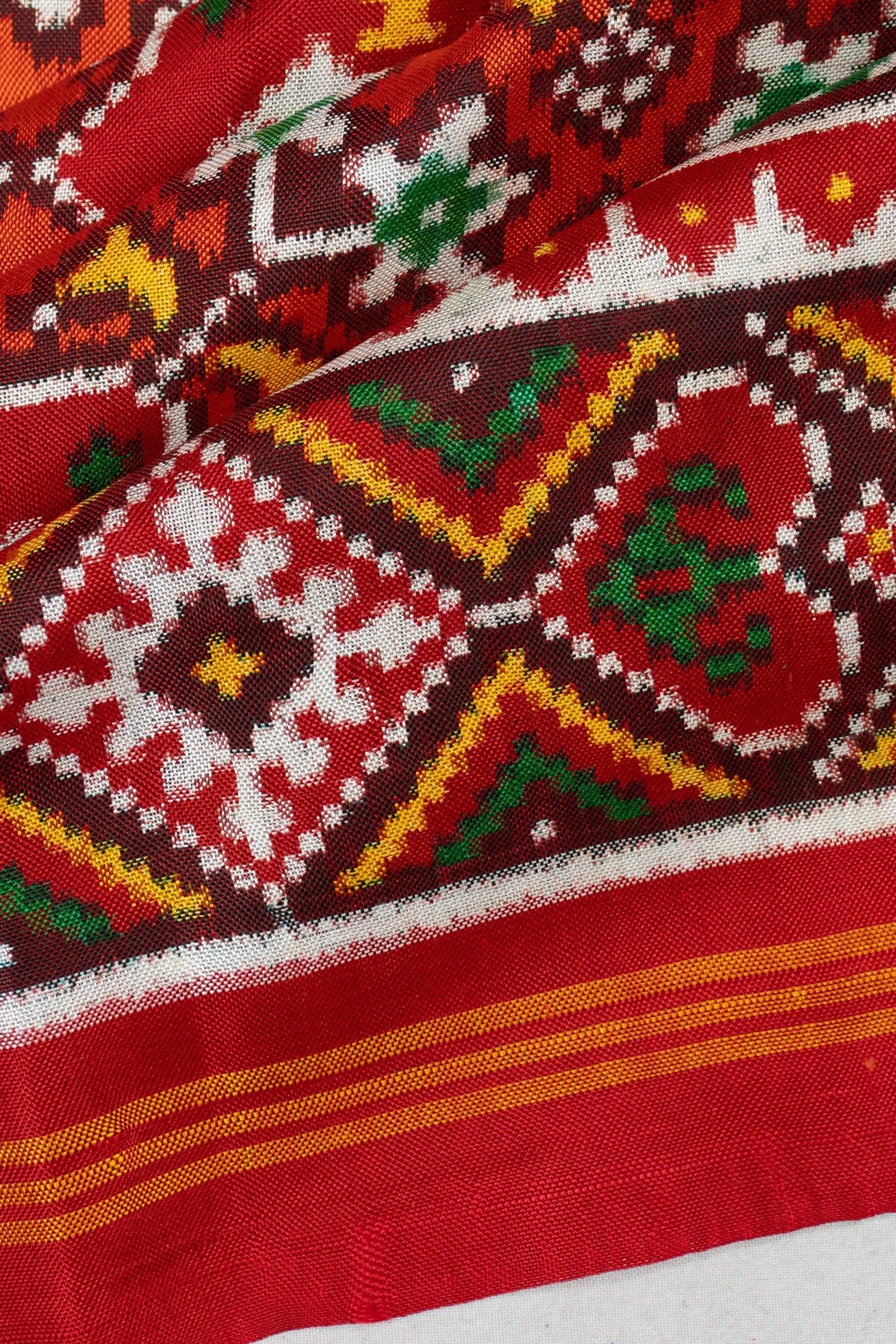 Patan Patola Silk Double Ikat Orange Saree