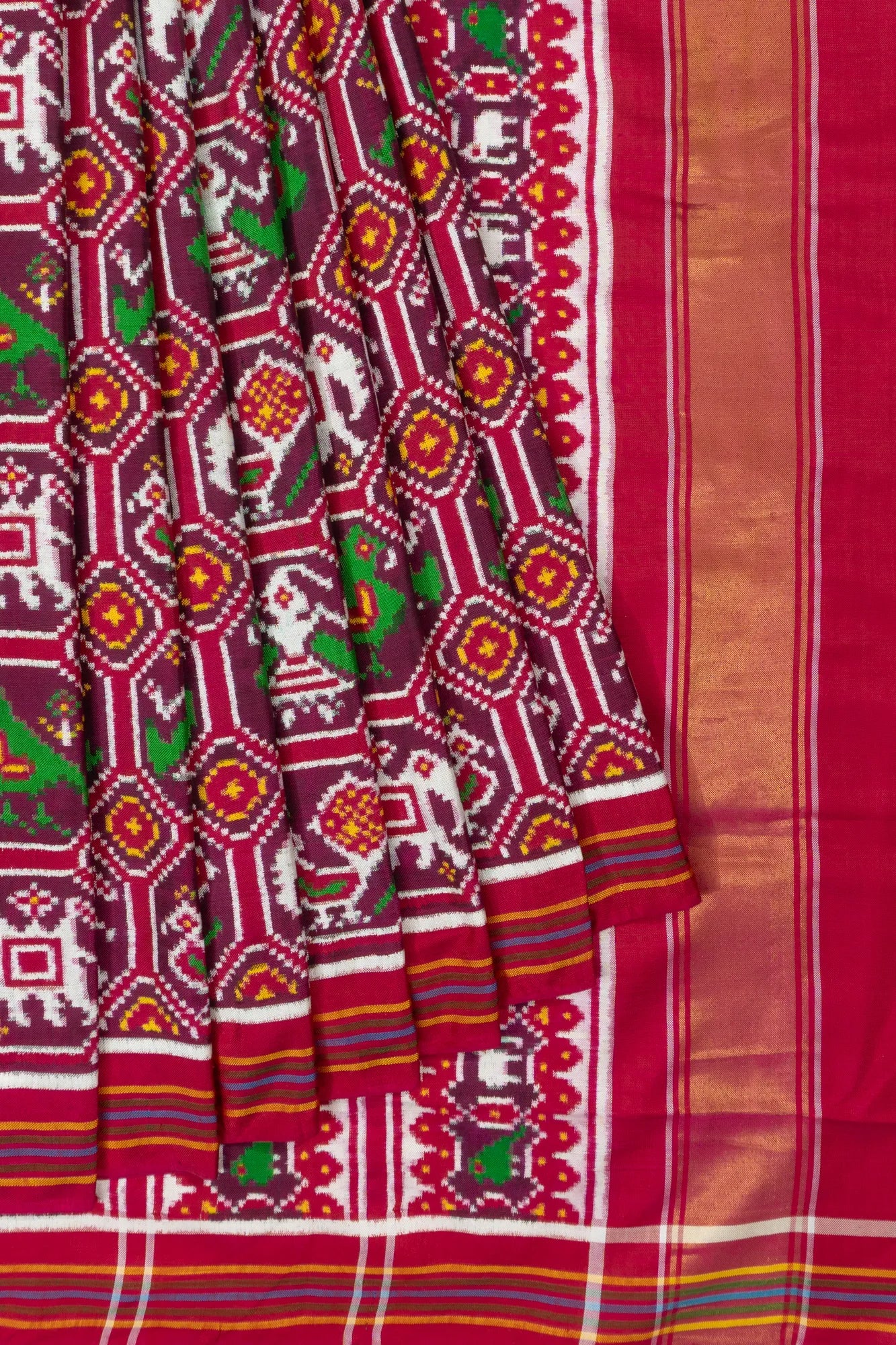 Patan Patola Silk Double Ikat 4 Figure Purple Saree