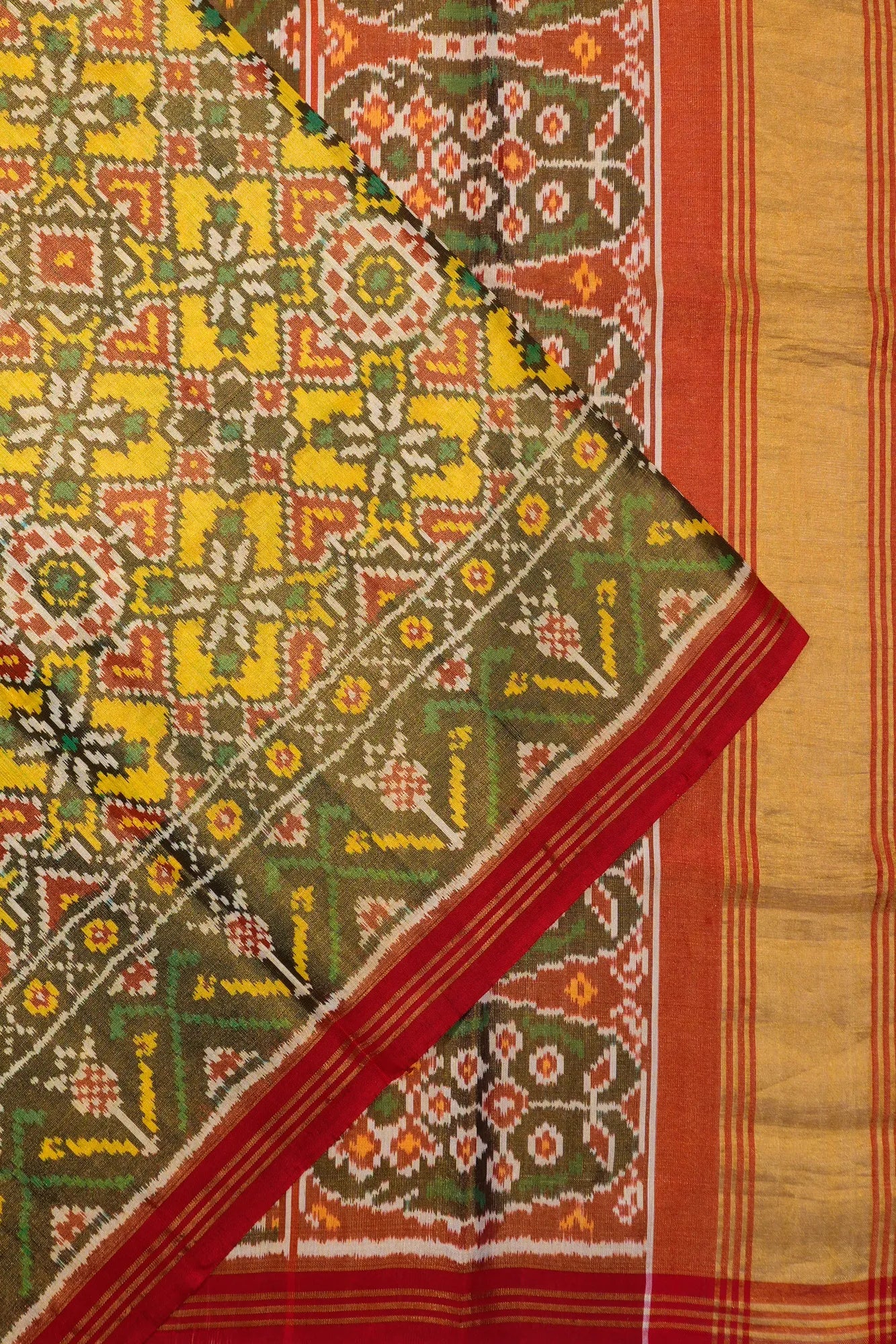 Rajkot Patola Silk Ikat Lemon Yellow Saree