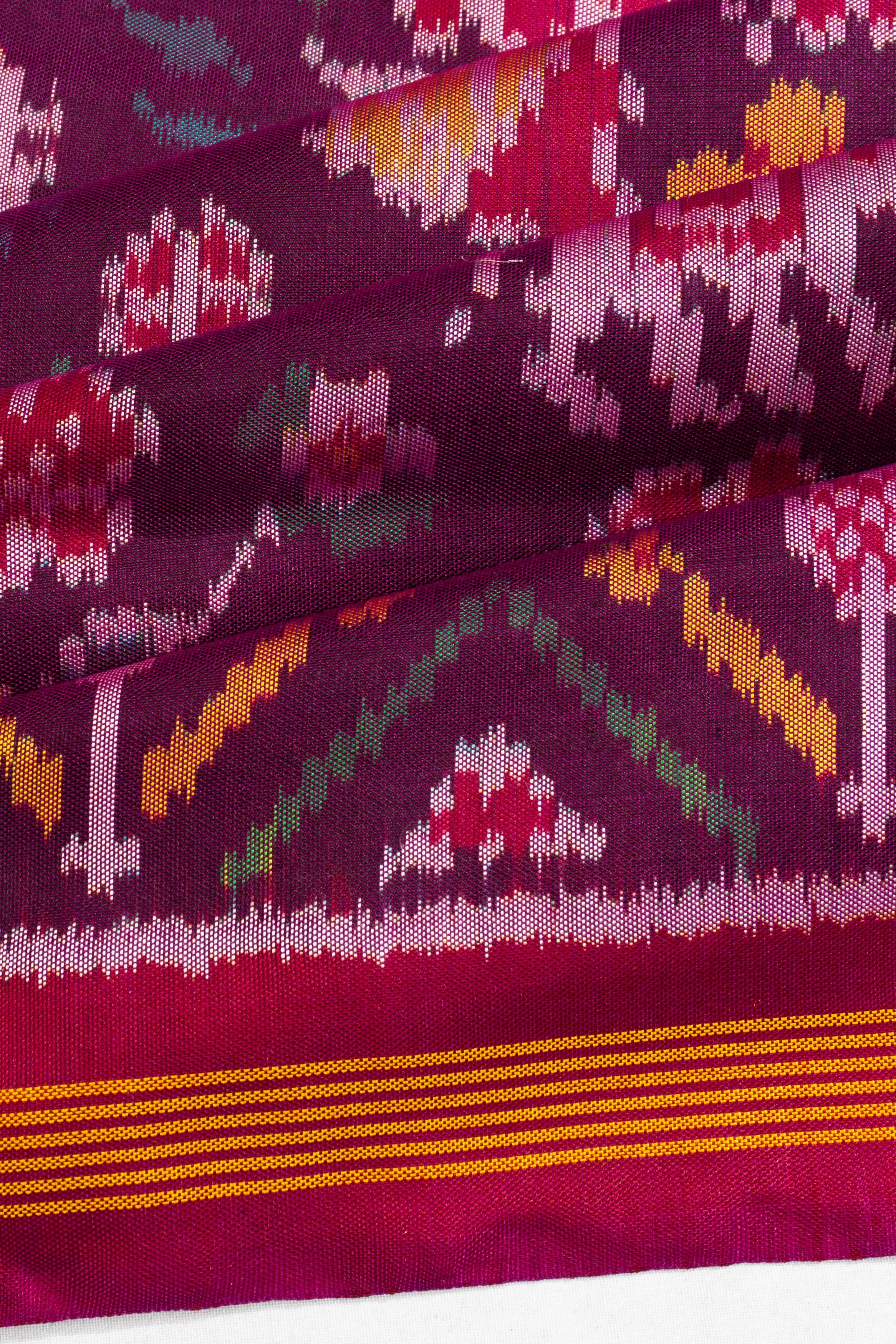 Semi Patan Silk Ikat Purple Saree