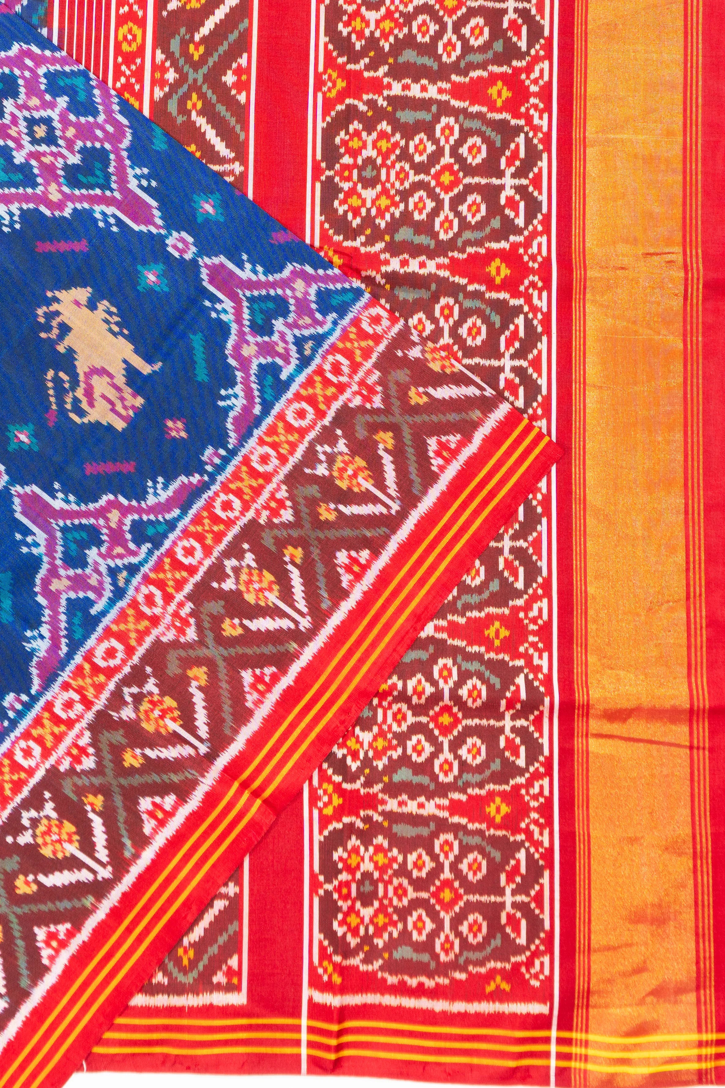 Semi Patan Silk Ikat Dark Blue Saree