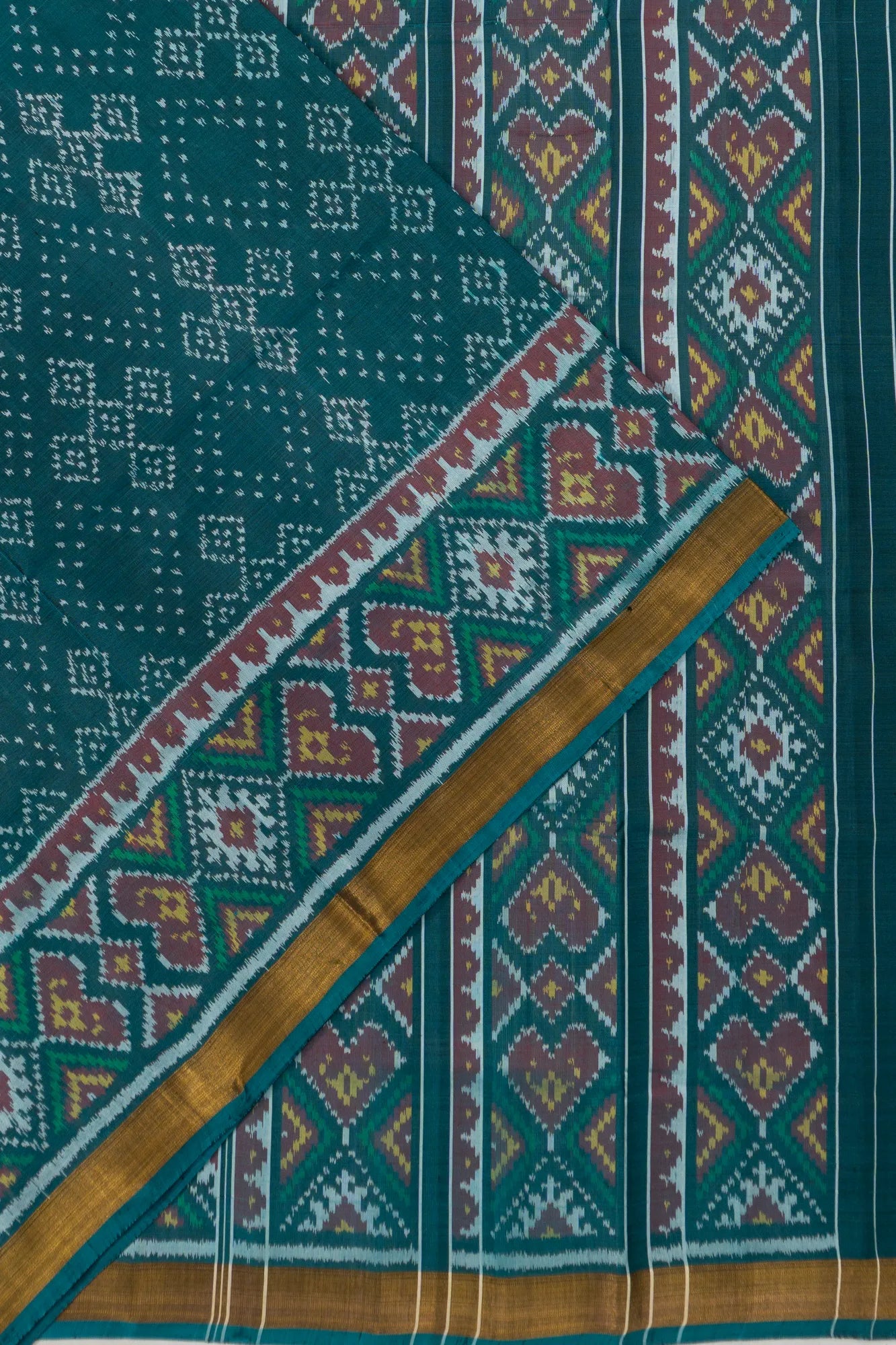 Rajkot Patola Silk Ikat Teal Blue Saree