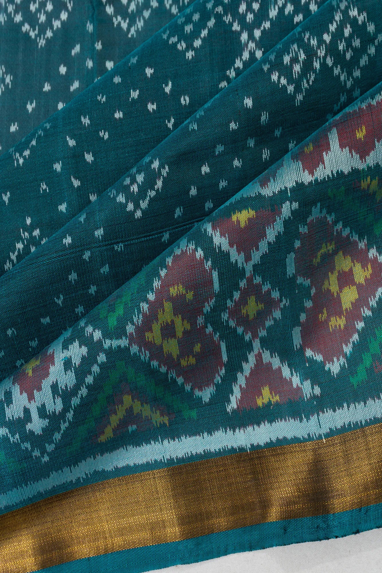 Rajkot Patola Silk Ikat Teal Blue Saree