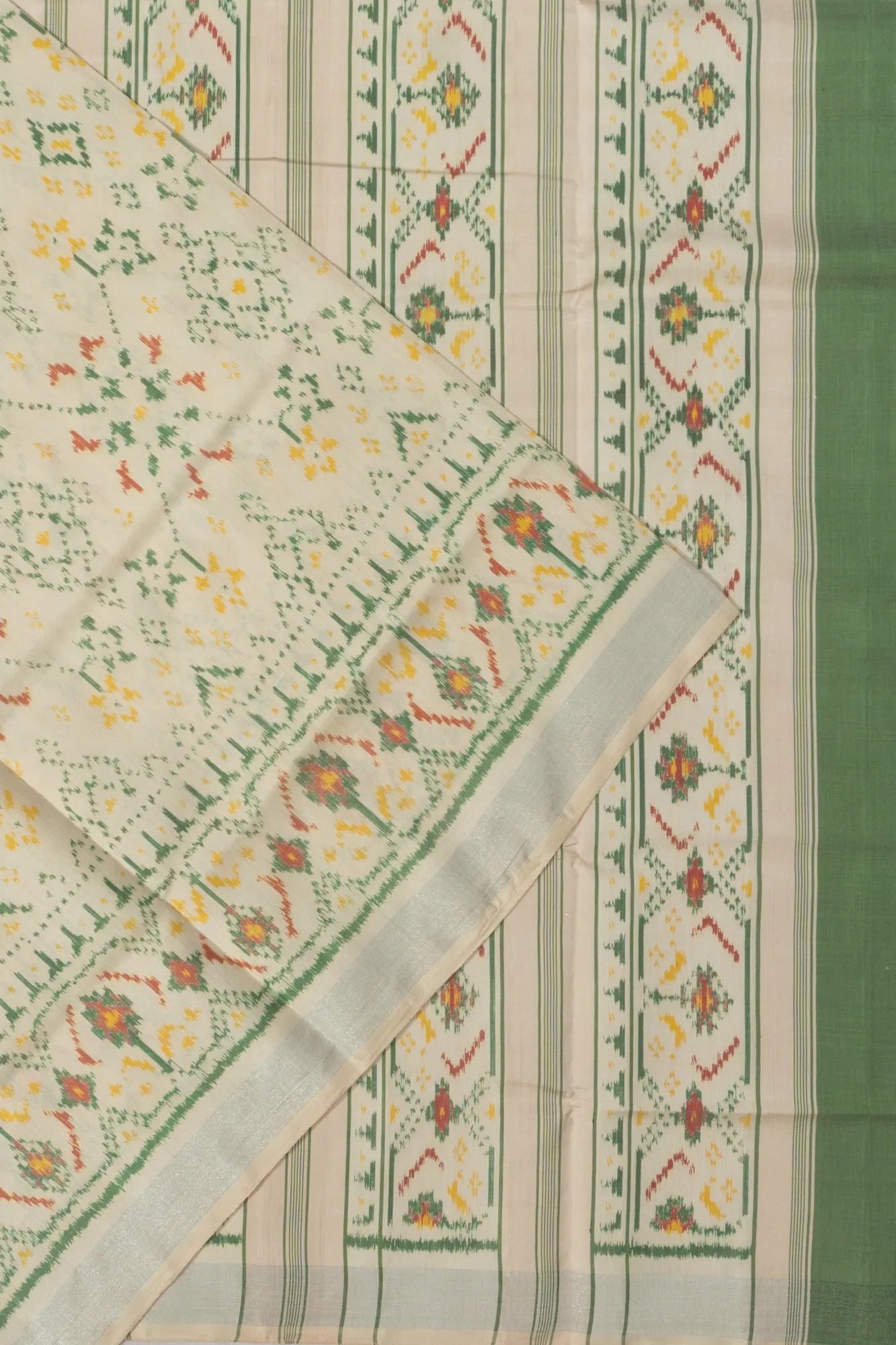 Rajkot Patola Silk Ikat Off White Saree