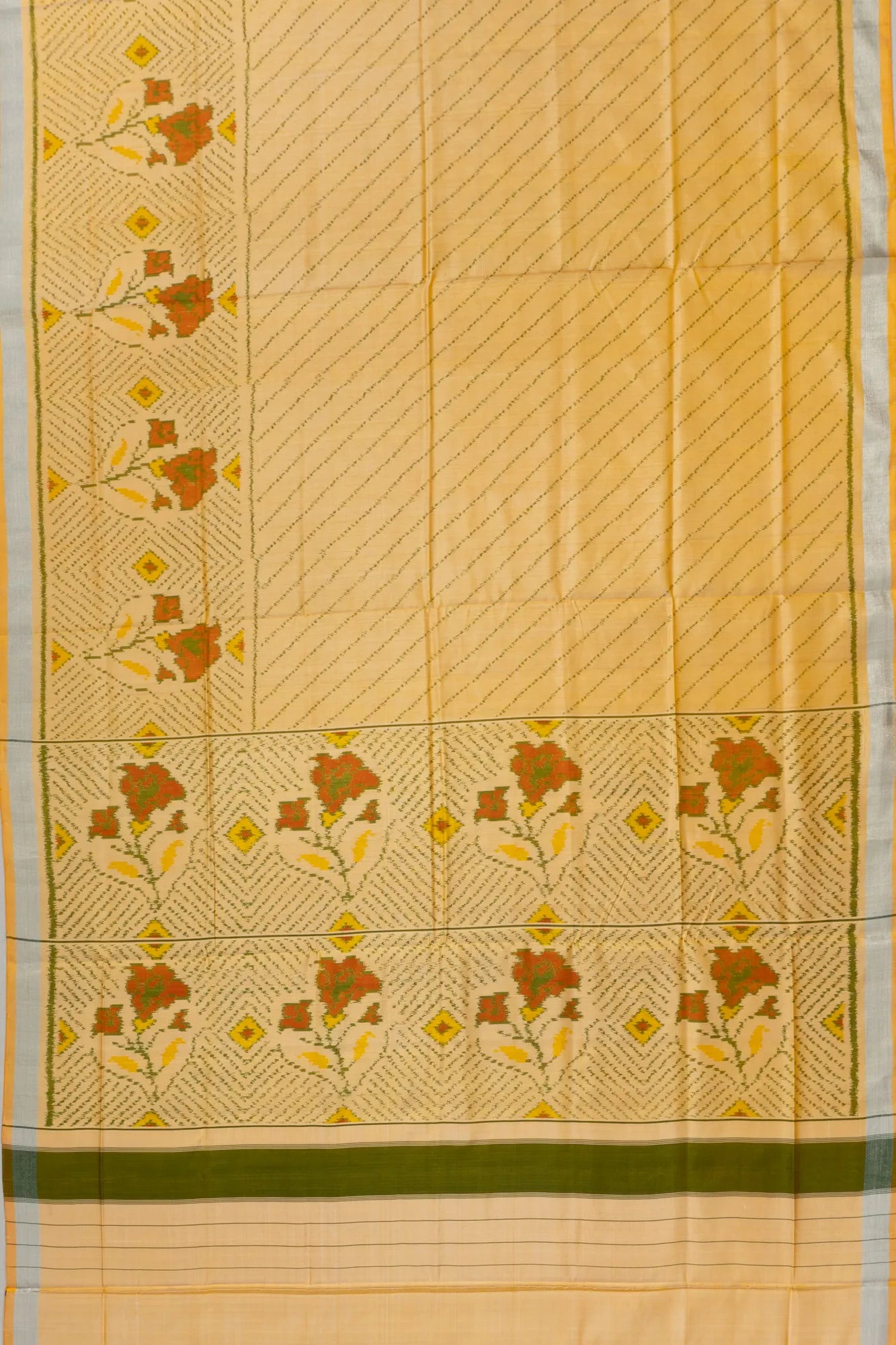 Rajkot Patola Silk Ikat Cream Saree