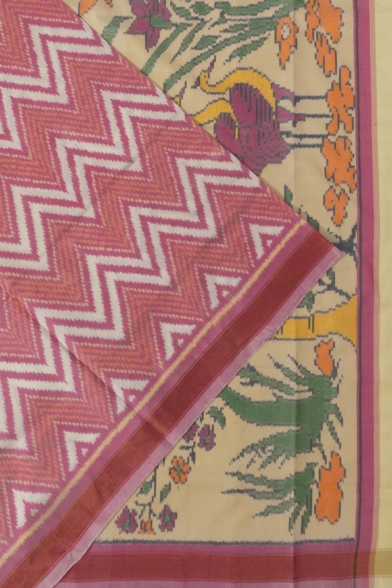 Rajkot Patola Silk Ikat Pink Saree