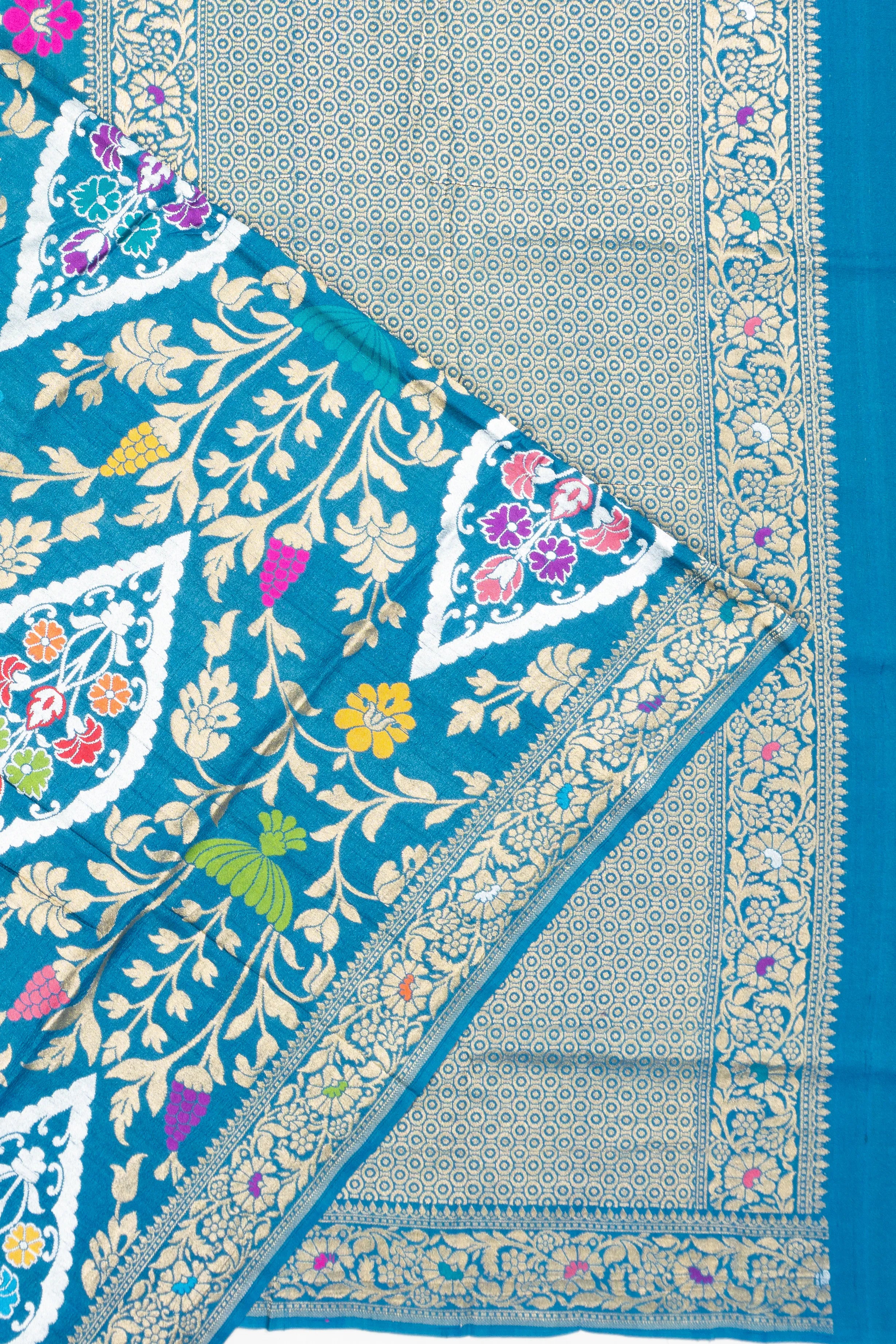 Banarasi Tussar Brocade Blue Saree