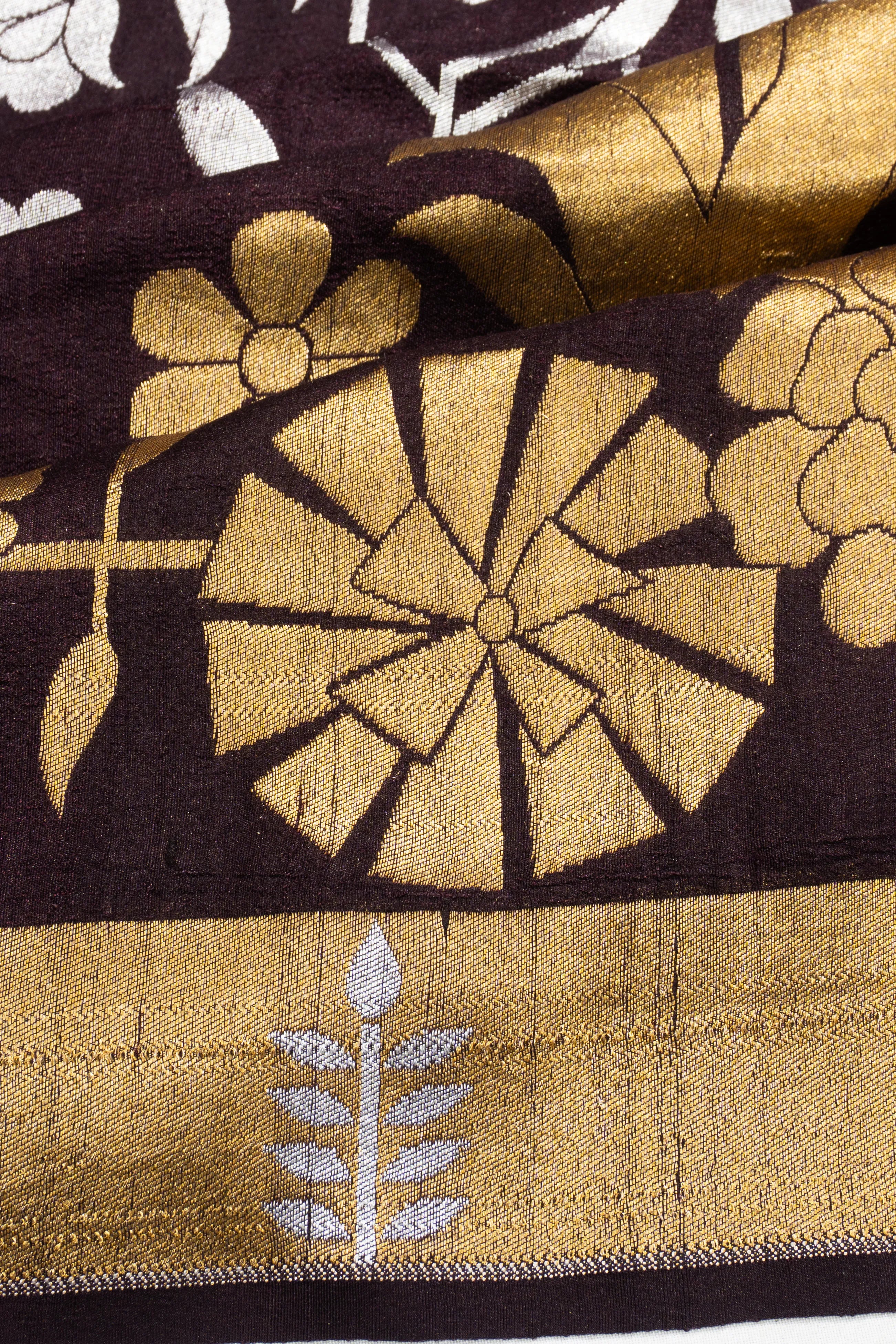 Banarasi Tussar Brocade Brown Saree