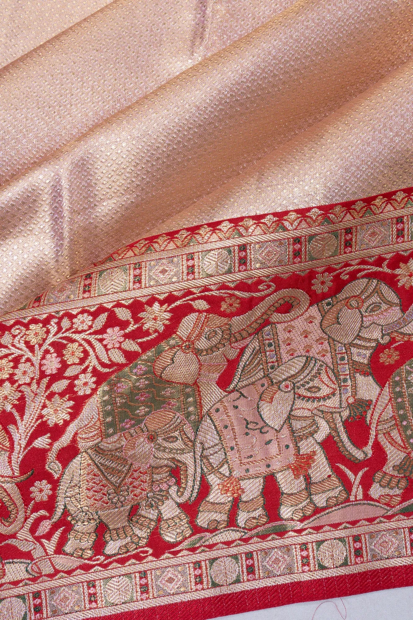 Kanchipuram Silk Tissue Brocade Gold Saree