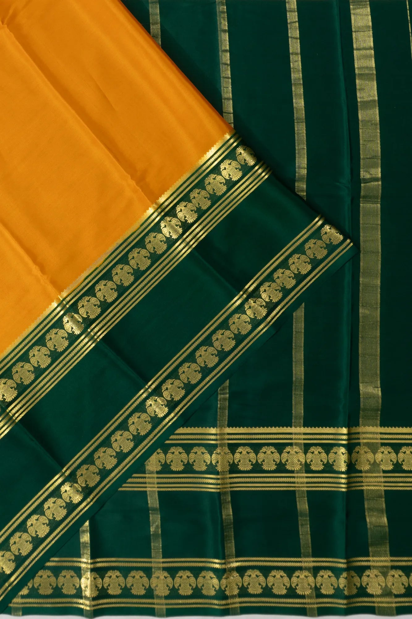 Binny Silk Plain Mustard Yellow Saree