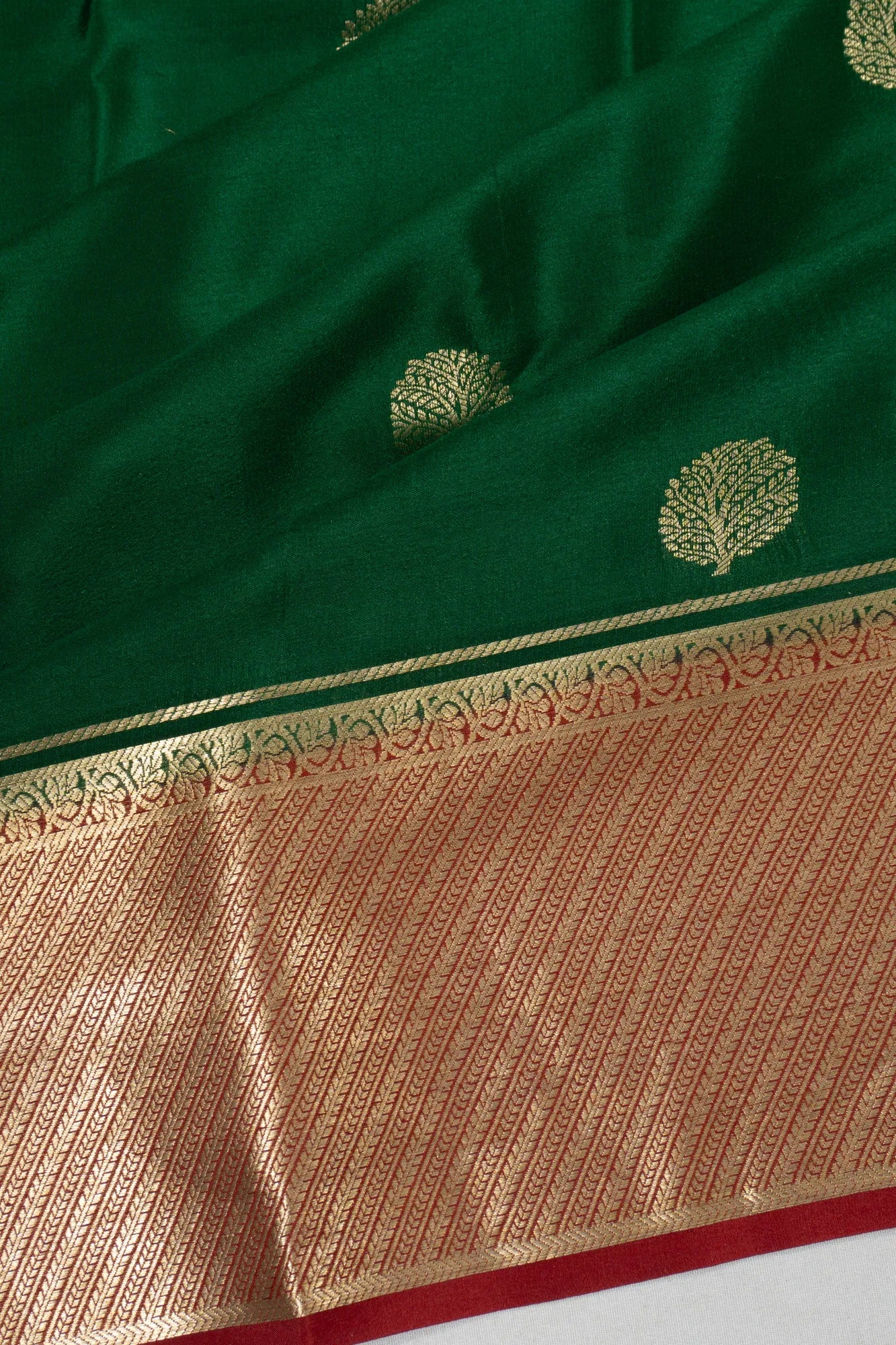 Binny Silk Butta Dark Green Saree