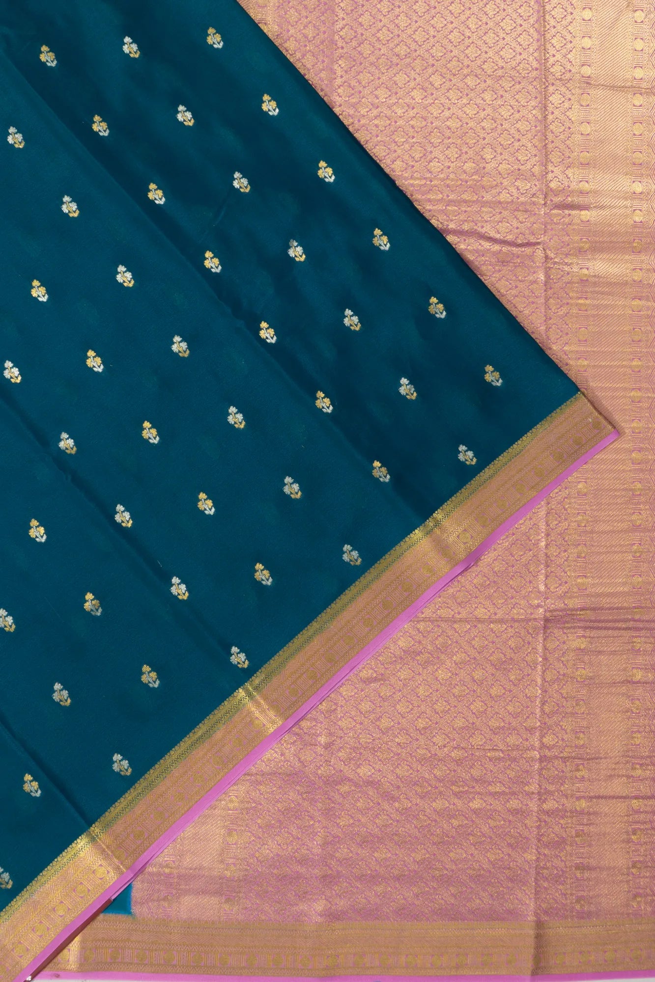 Binny Silk Butta Teal Blue Saree