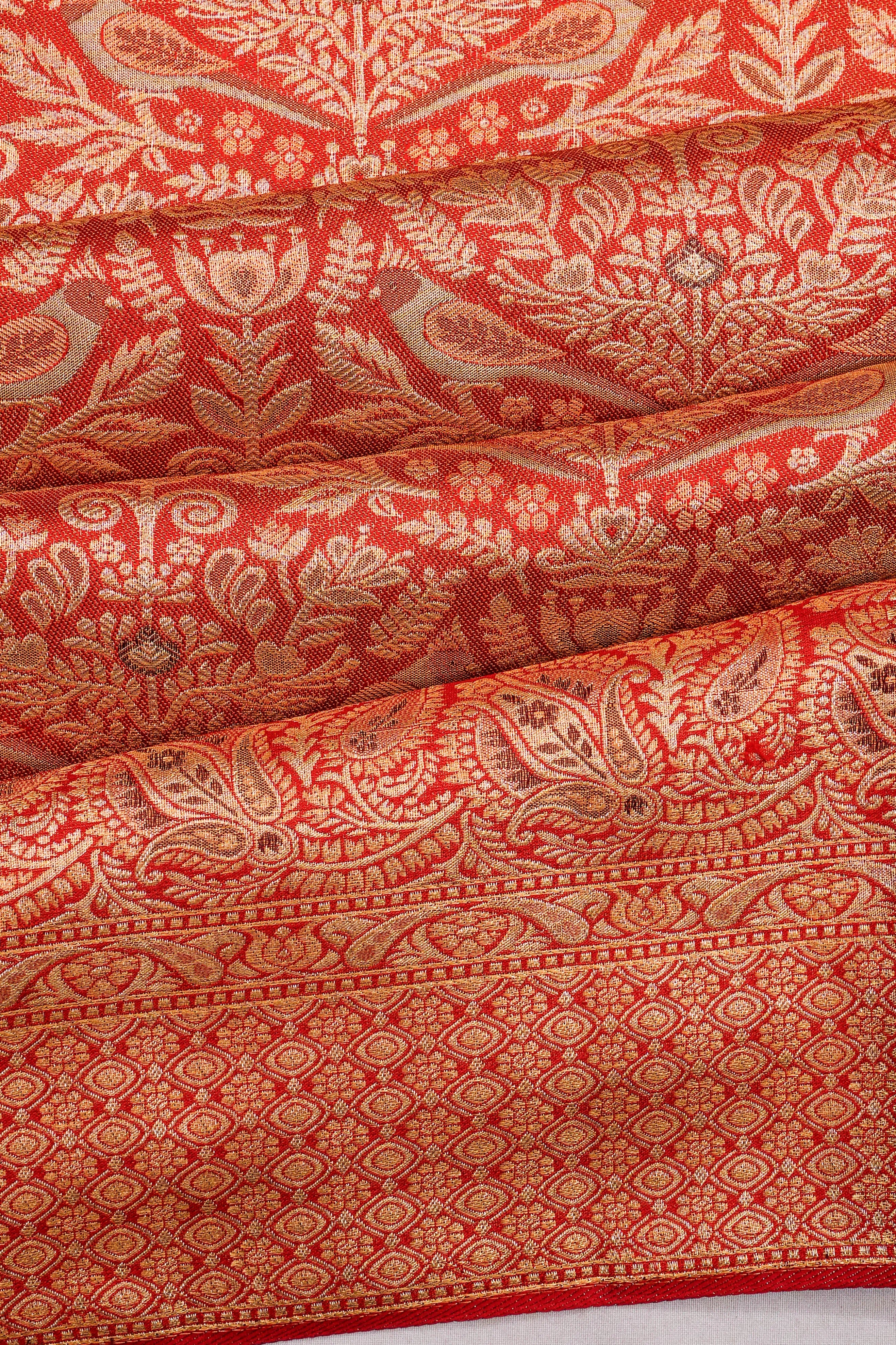Taranga Kanchi Silk Brocade Red Saree