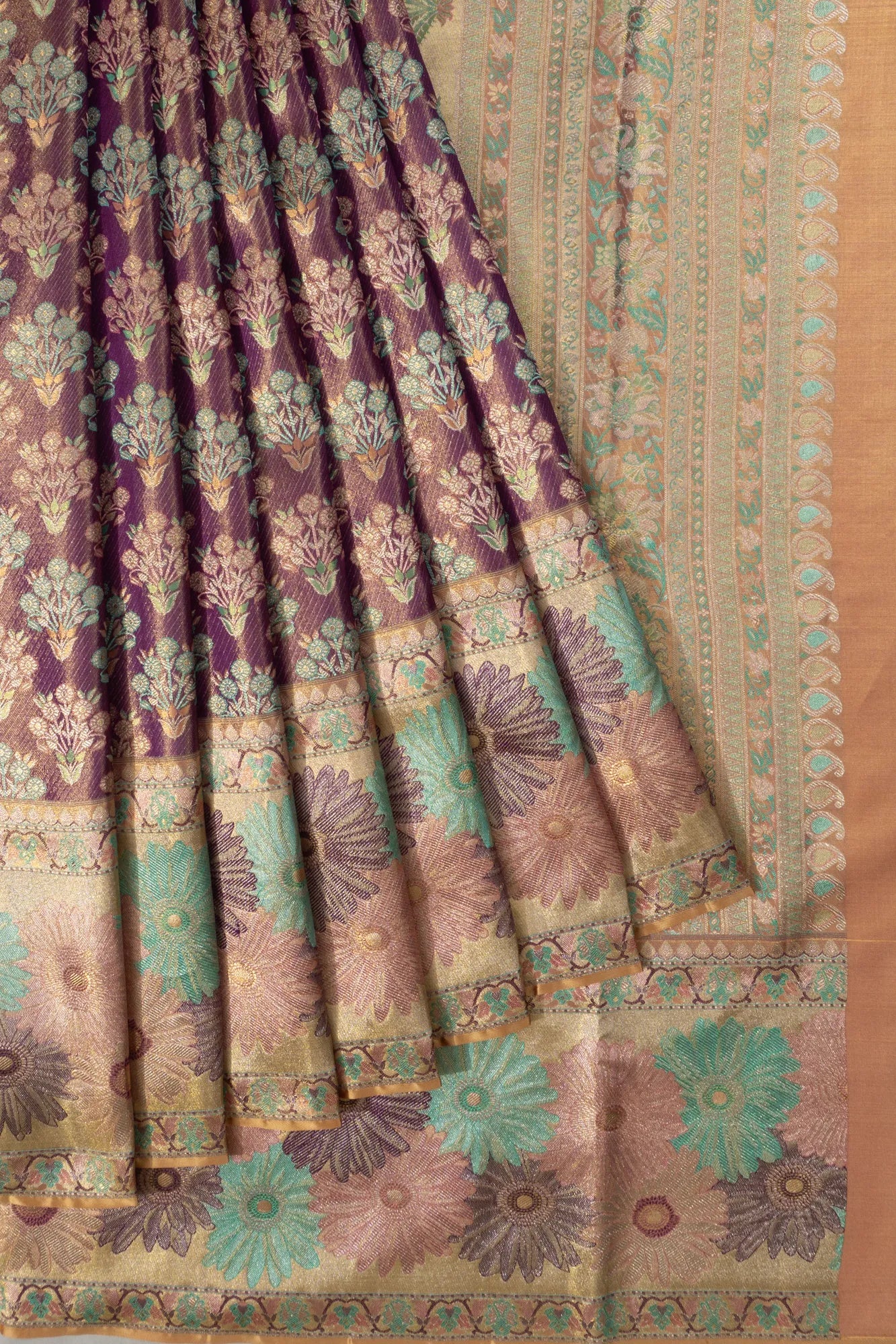 Kanchipuram Silk Tissue Brocade Purple Saree