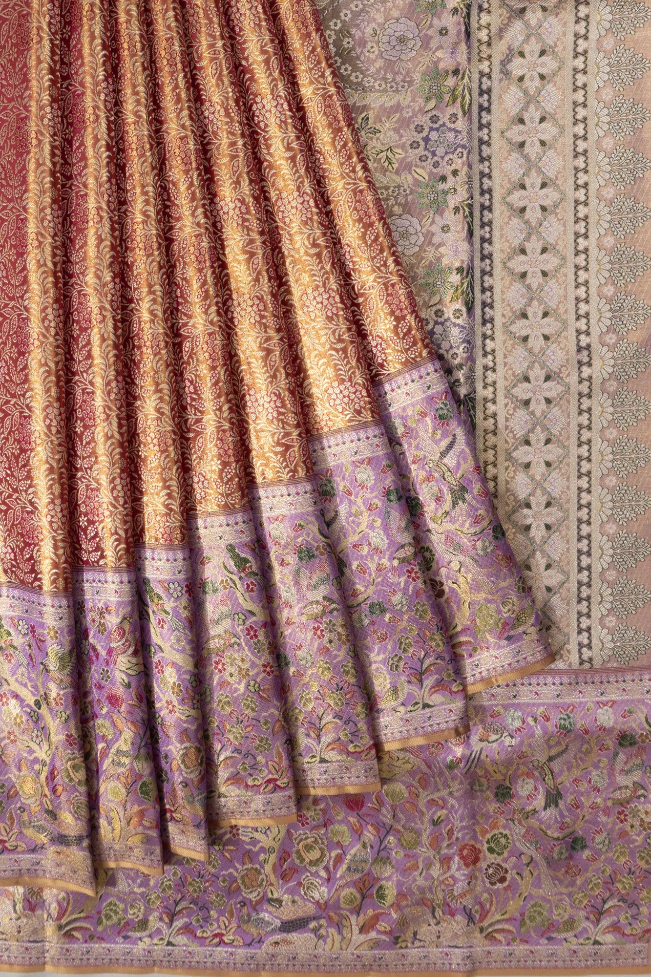 Kanchipuram Silk Tissue Brocade Gold Saree