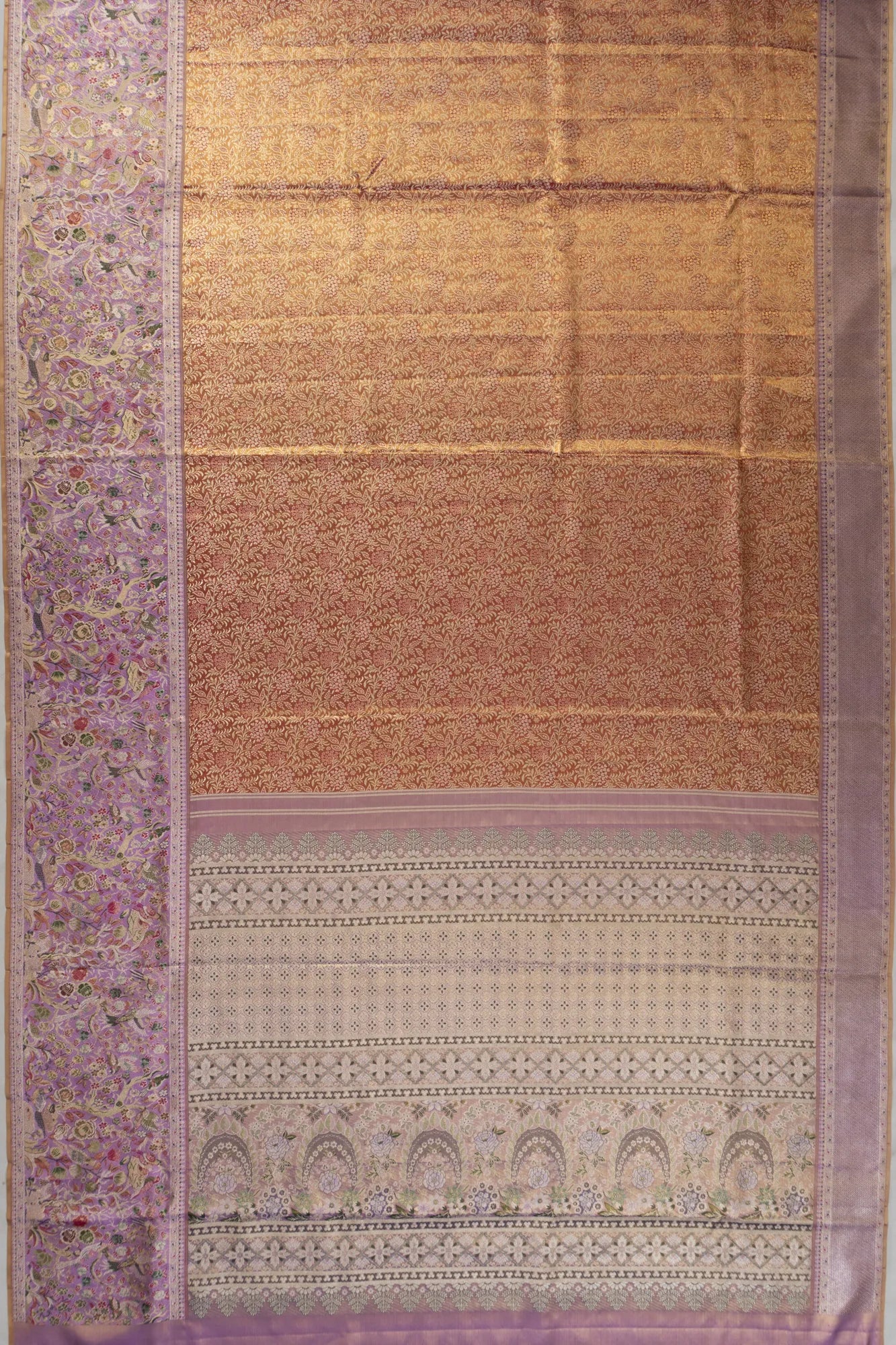 Kanchipuram Silk Tissue Brocade Gold Saree
