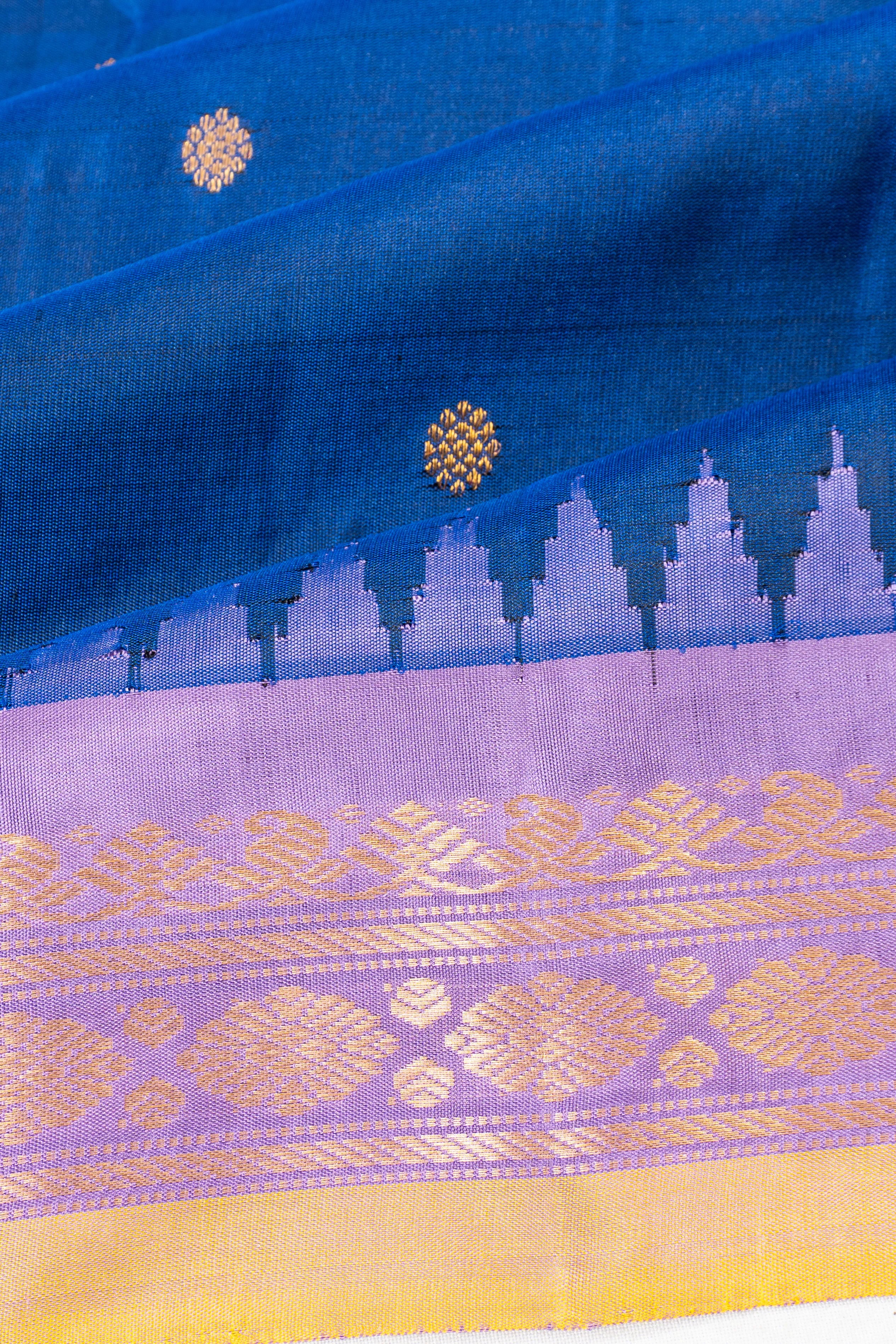 Gadwal Silk Butta Dark Blue Saree