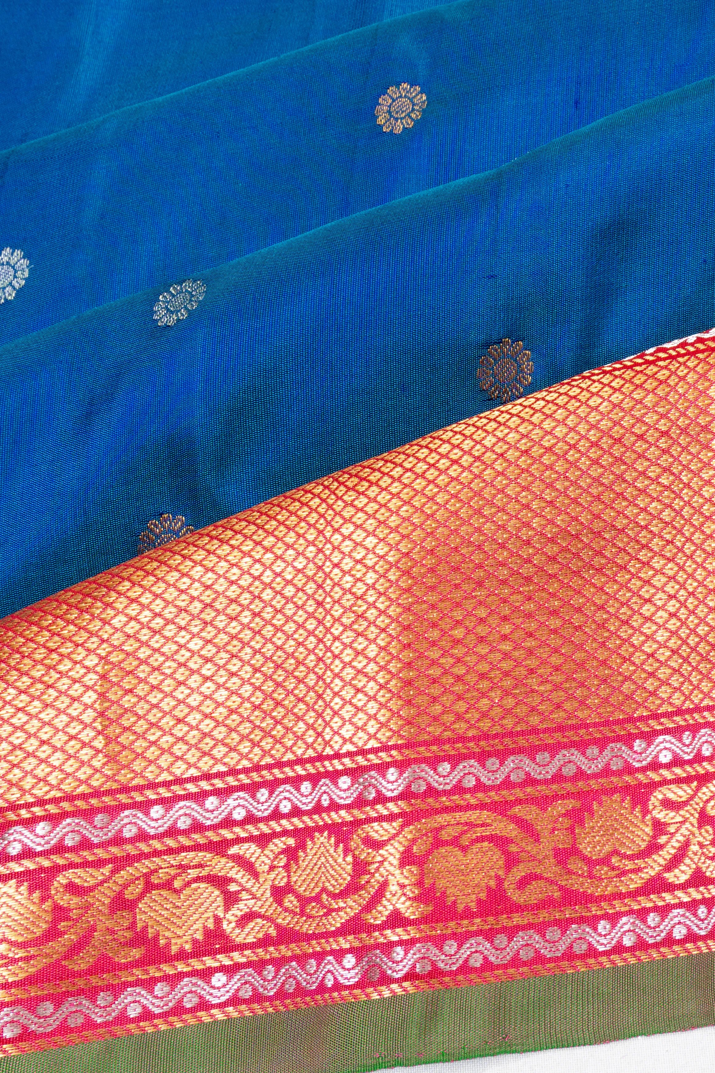 Gadwal Silk Butta Blue Saree