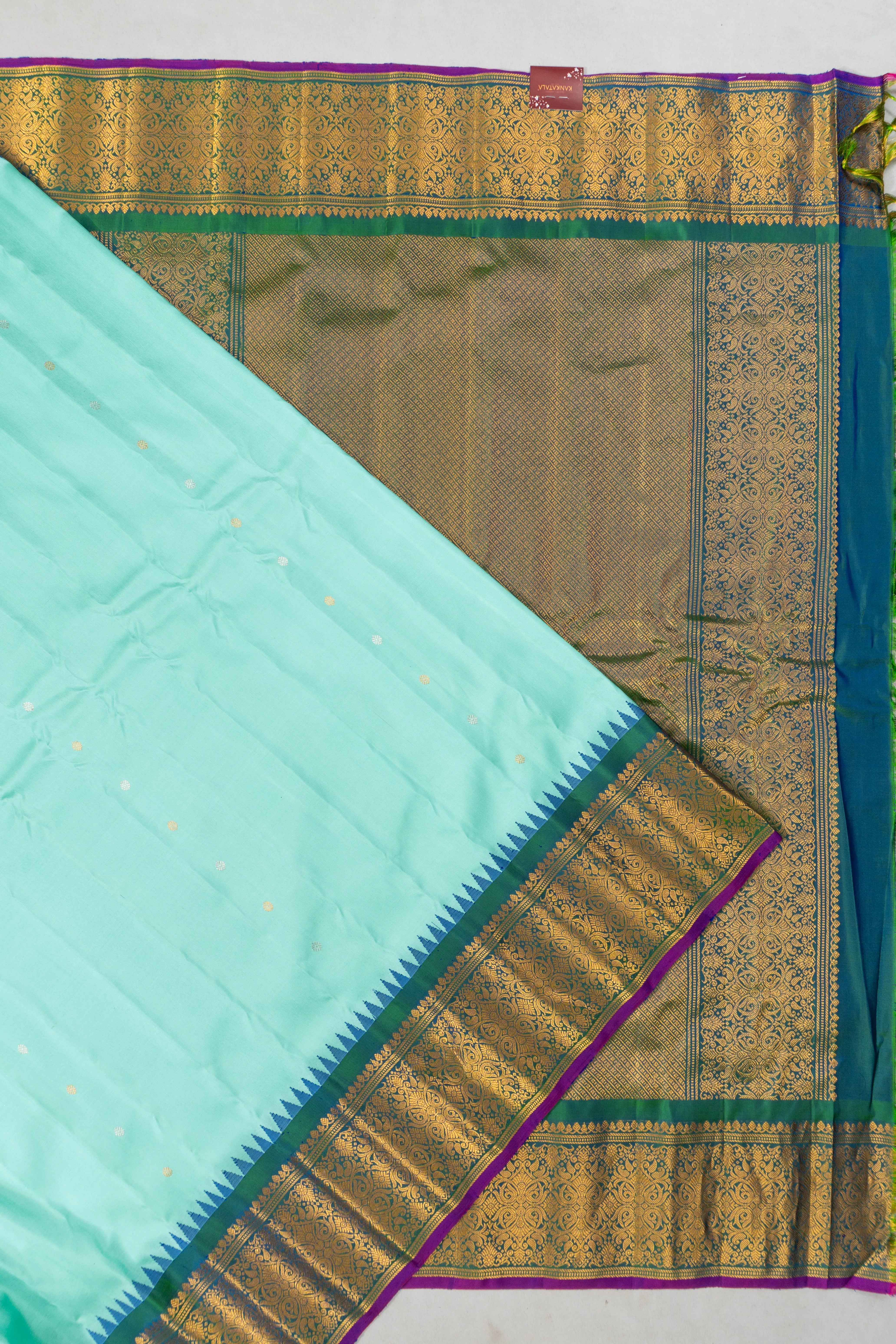 Gadwal Silk Butta Sea Blue Saree