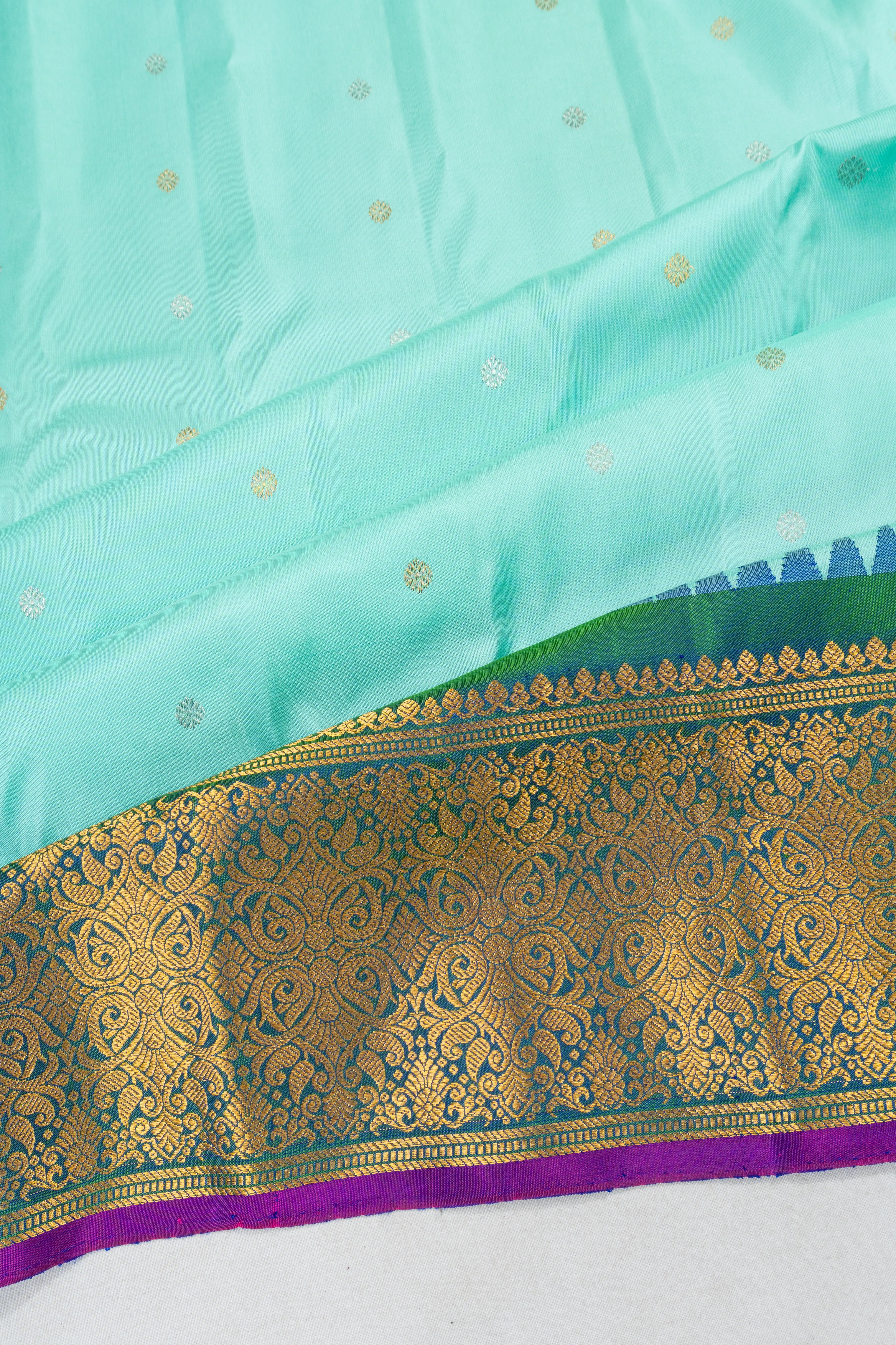 Gadwal Silk Butta Sea Blue Saree