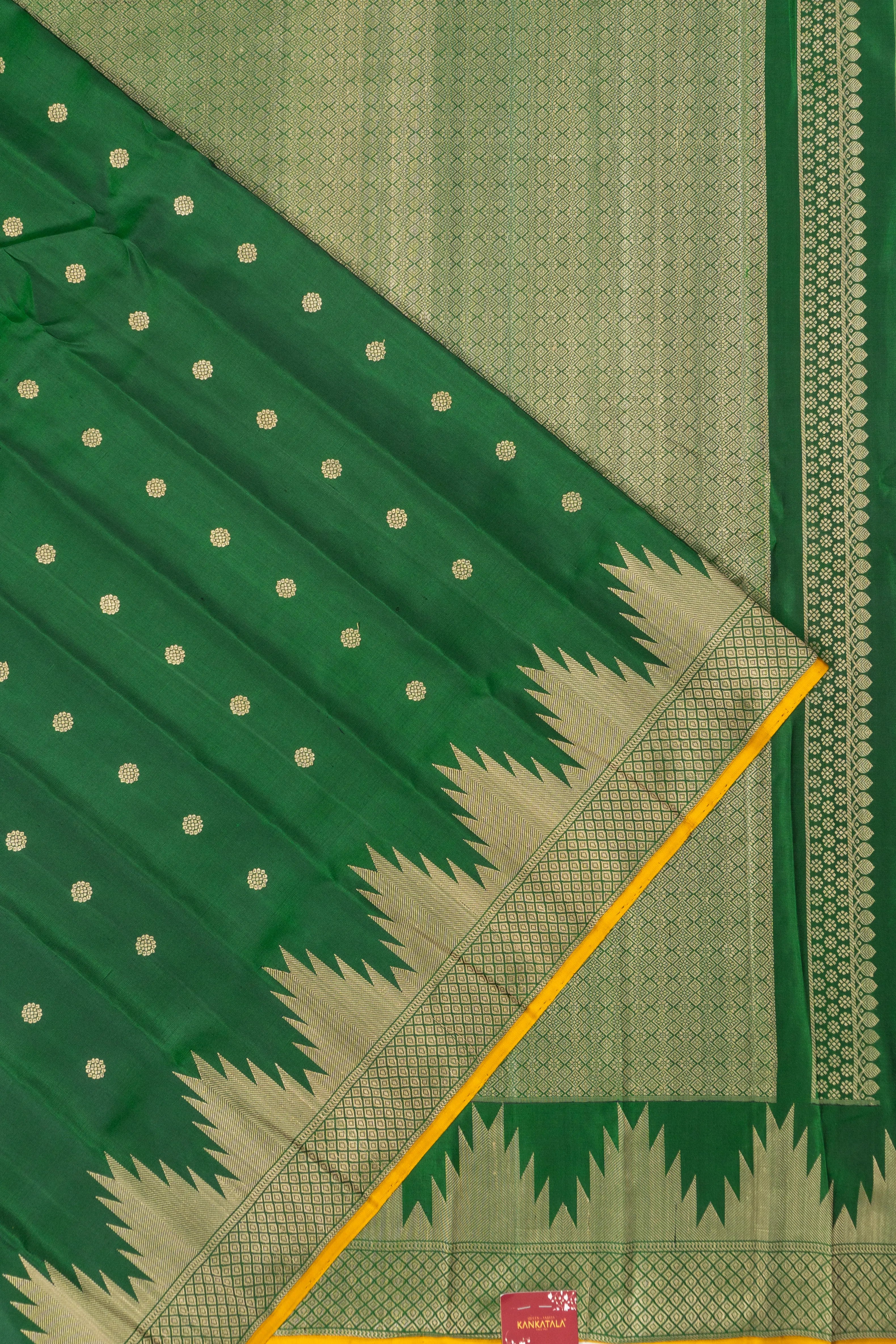 Gadwal Silk Butta Dark Green Saree