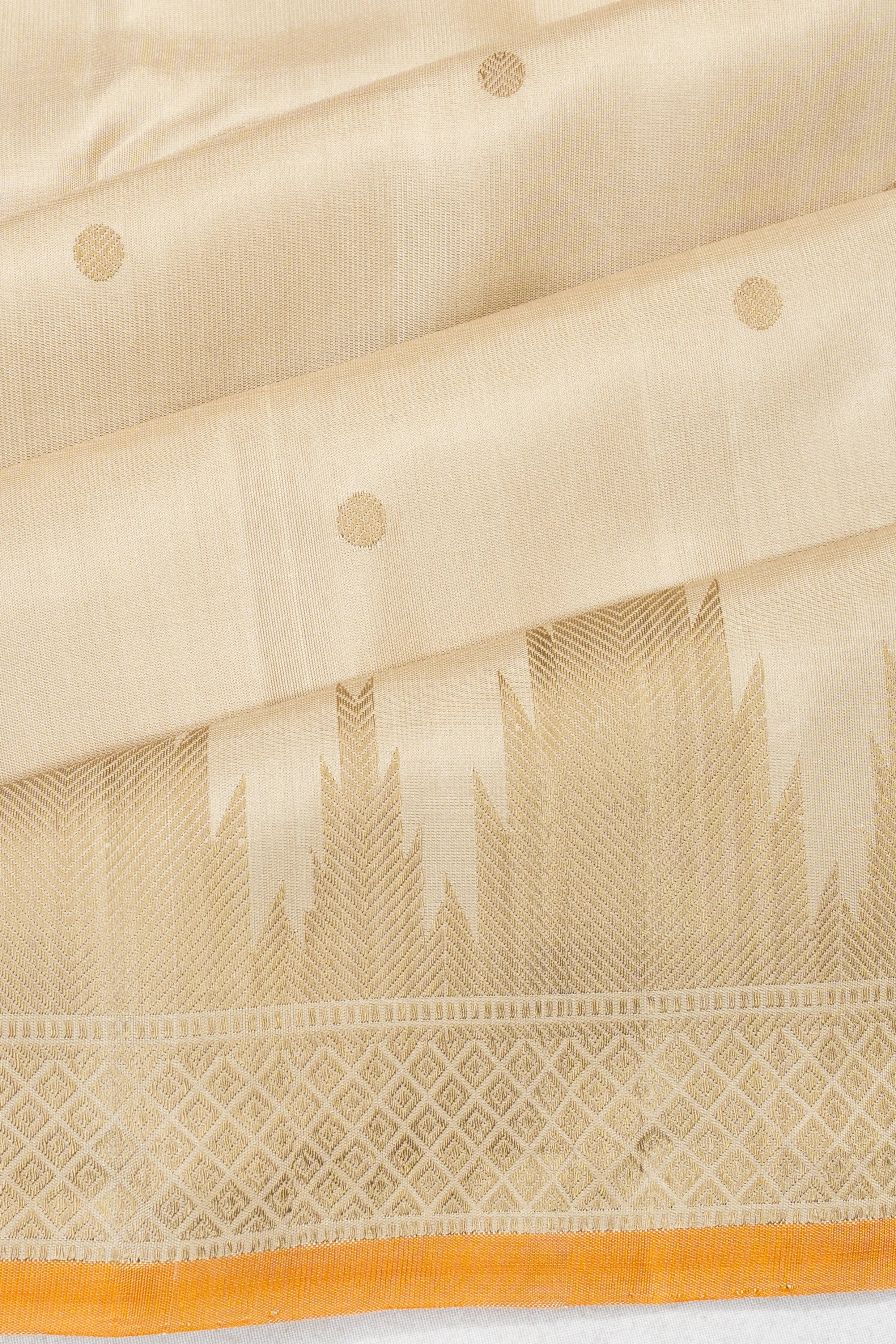 Gadwal Silk Butta Cream Saree