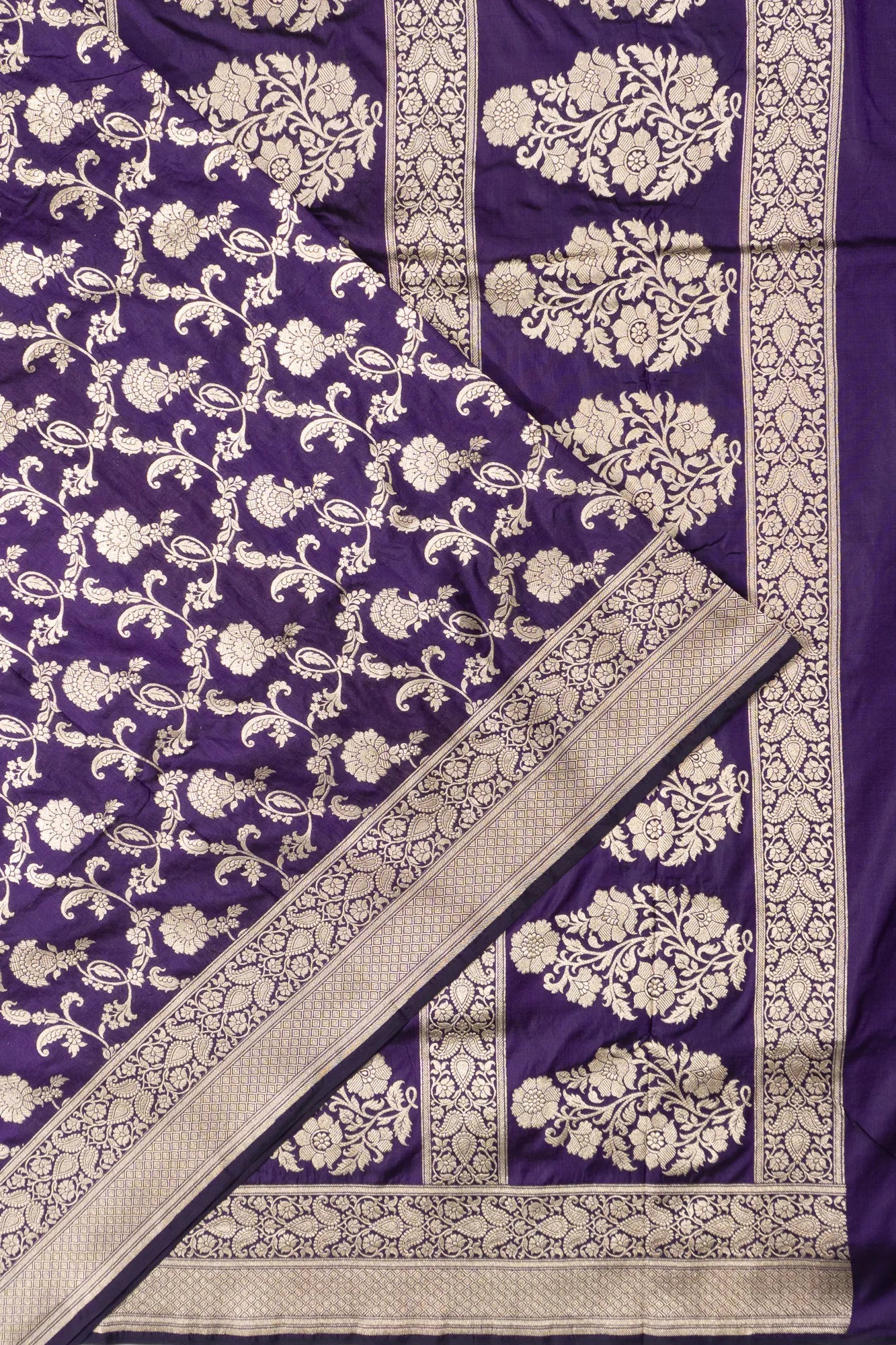 Banarasi Silk Jaal Violet Saree